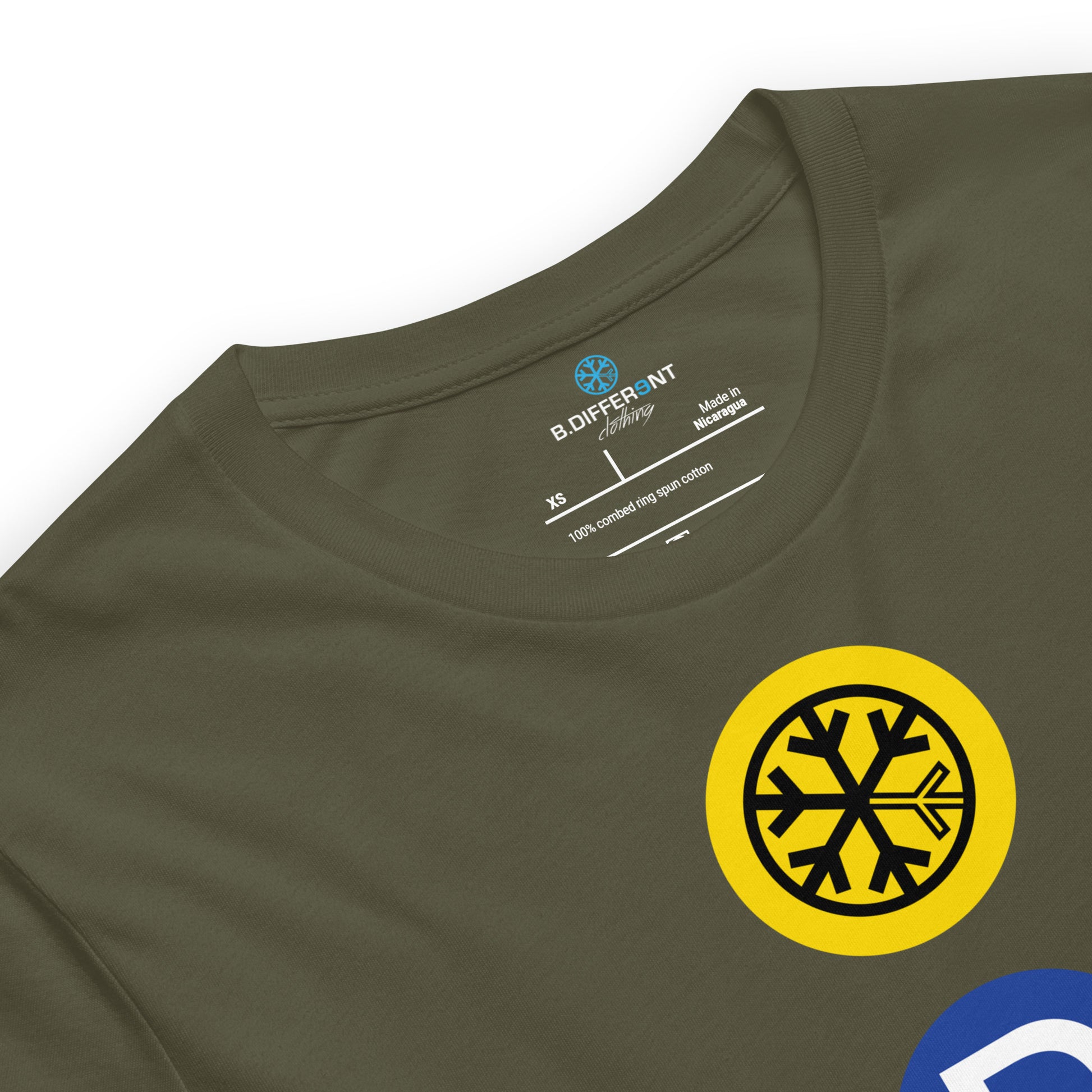 Army Green-BDFRNT NYC Subway Tee from B.Different Clothing, collar, graffiti-inspired streetwear