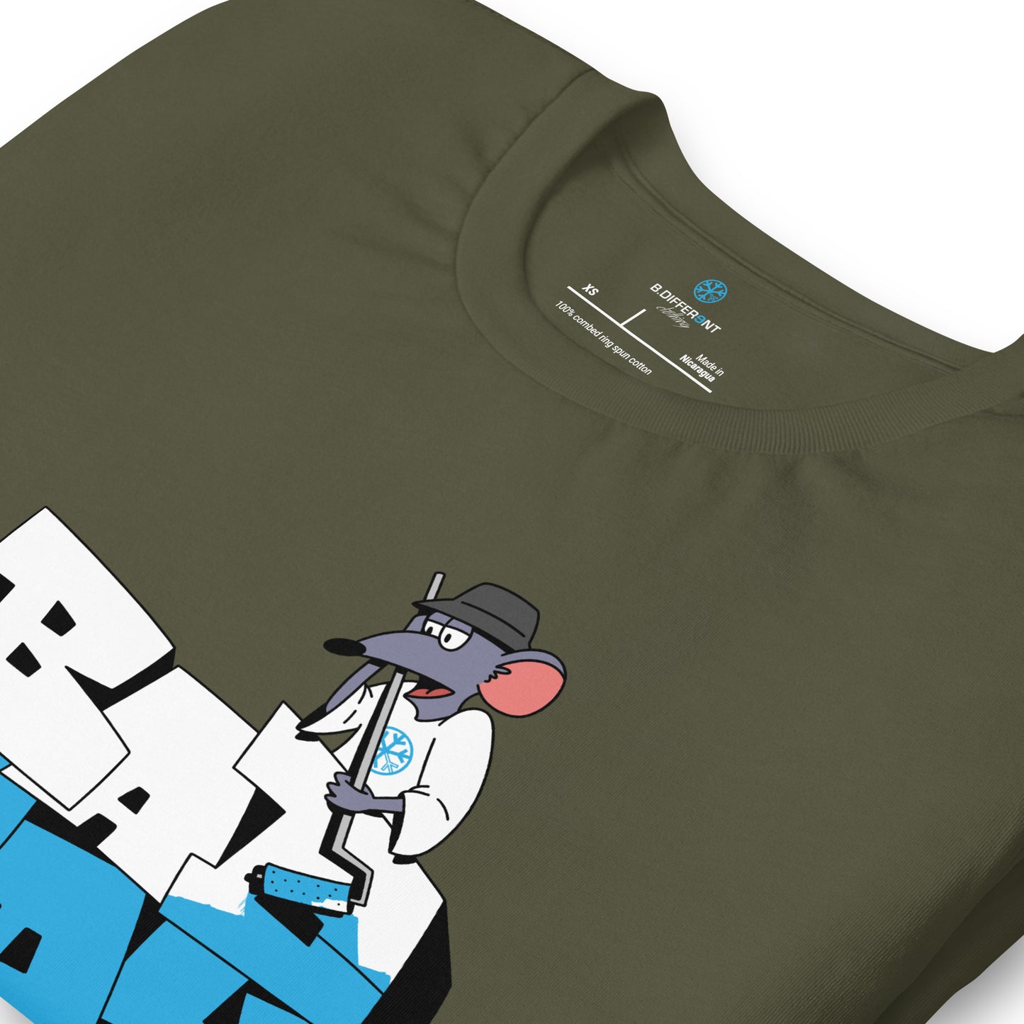 Green-Bad Boy Graffiti Tee from B.Different Clothing, detail, graffiti-inspired streetwear t-shirt