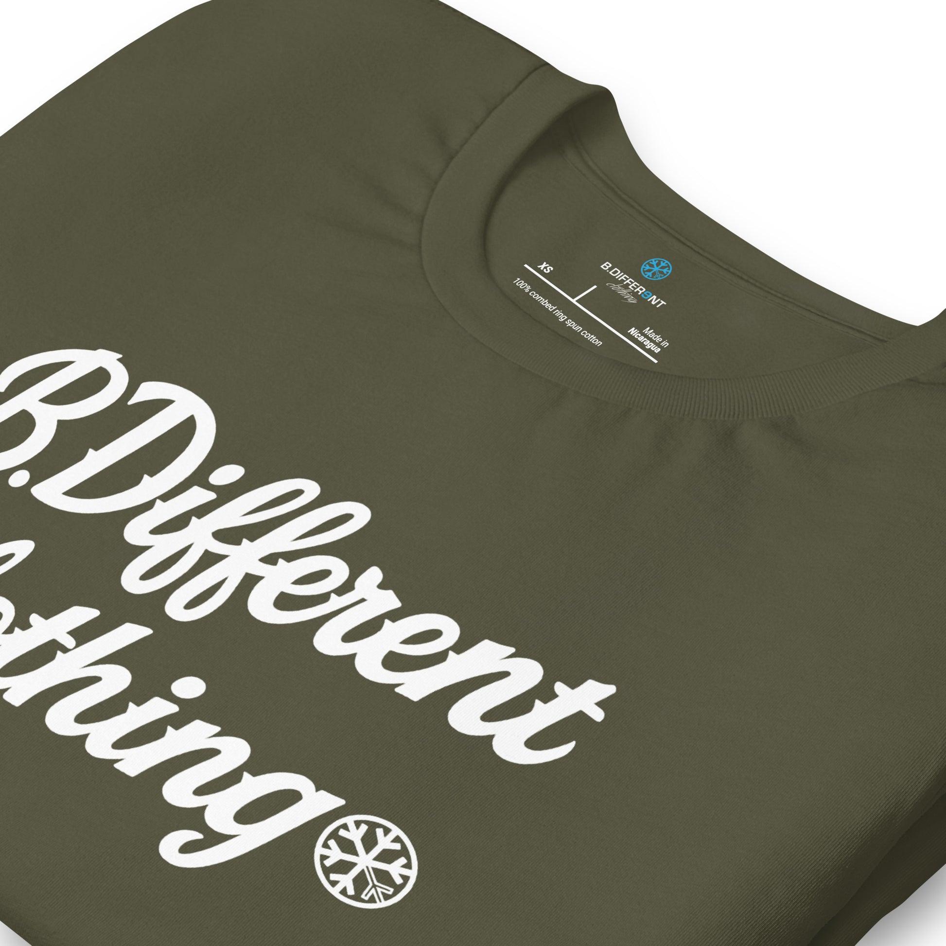 Green-The League Tee from B.Different Clothing, detail, graffiti-inspired streetwear t-shirt