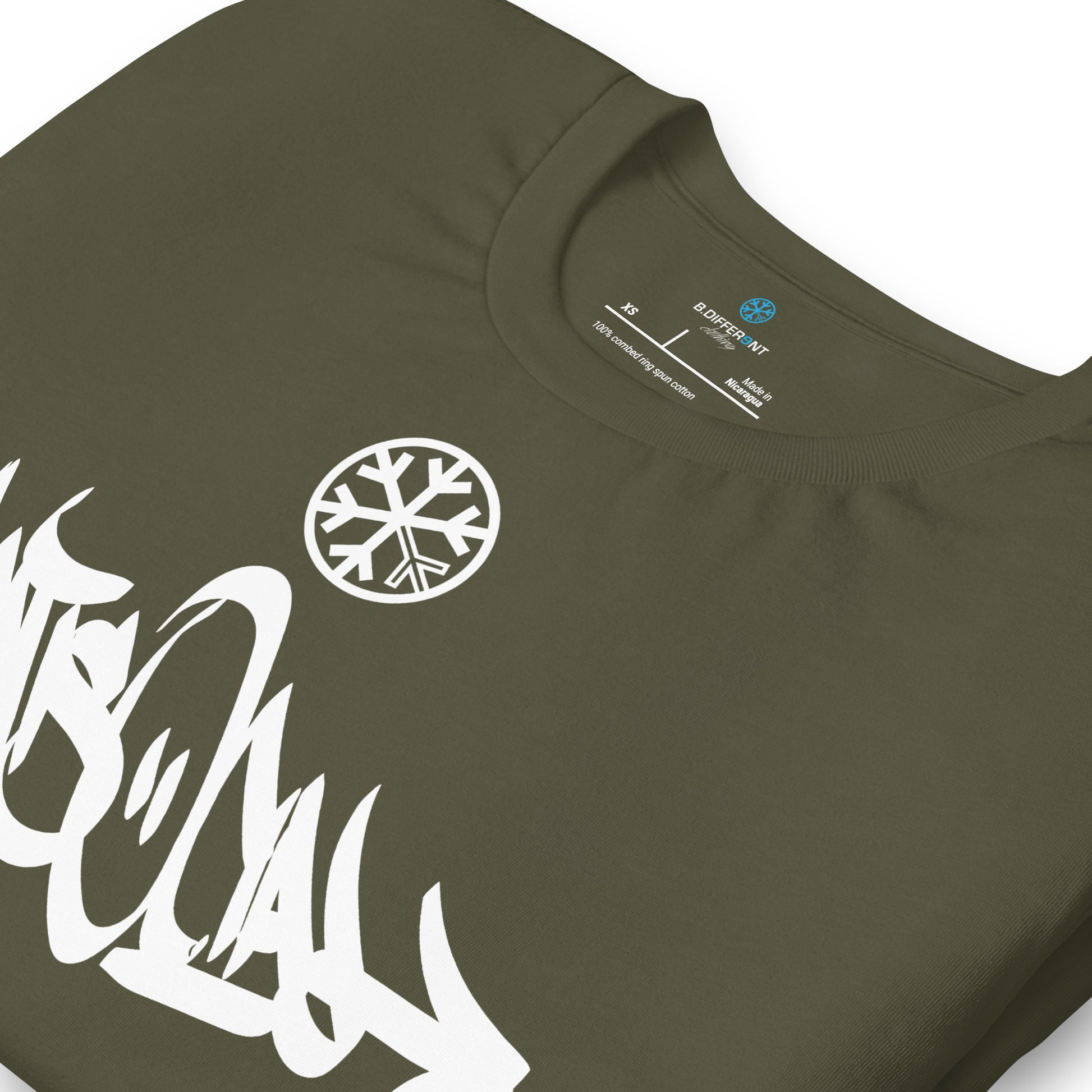 Green-Antisocial Graffiti Tag Tee from B.Different Clothing, detail, graffiti-inspired streetwear t-shirt
