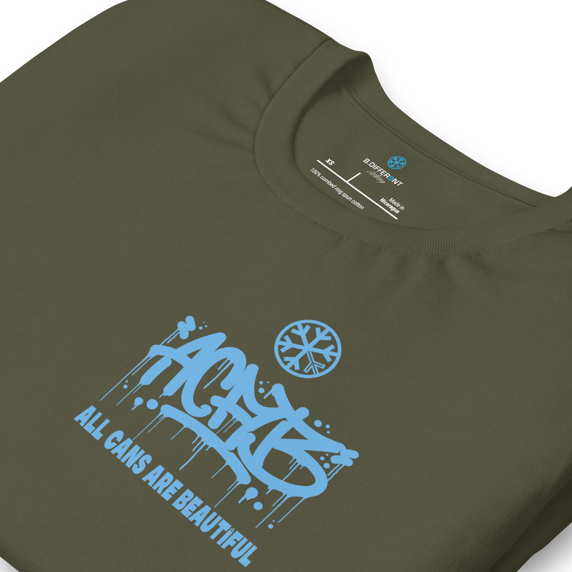 Green-ACAB Graffiti Character Tee from B.Different Clothing, detail, graffiti-inspired streetwear t-shirt