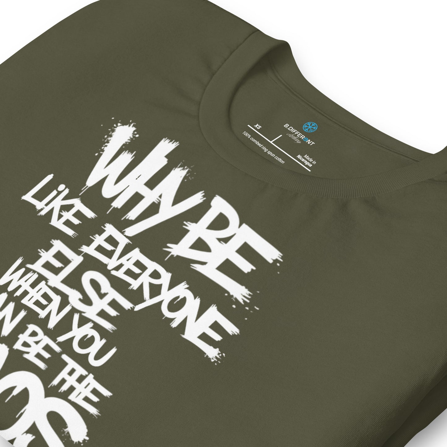 Green-Chaos They Fear Graffiti Tag Tee from B.Different Clothing, detail, graffiti-inspired streetwear t-shirt