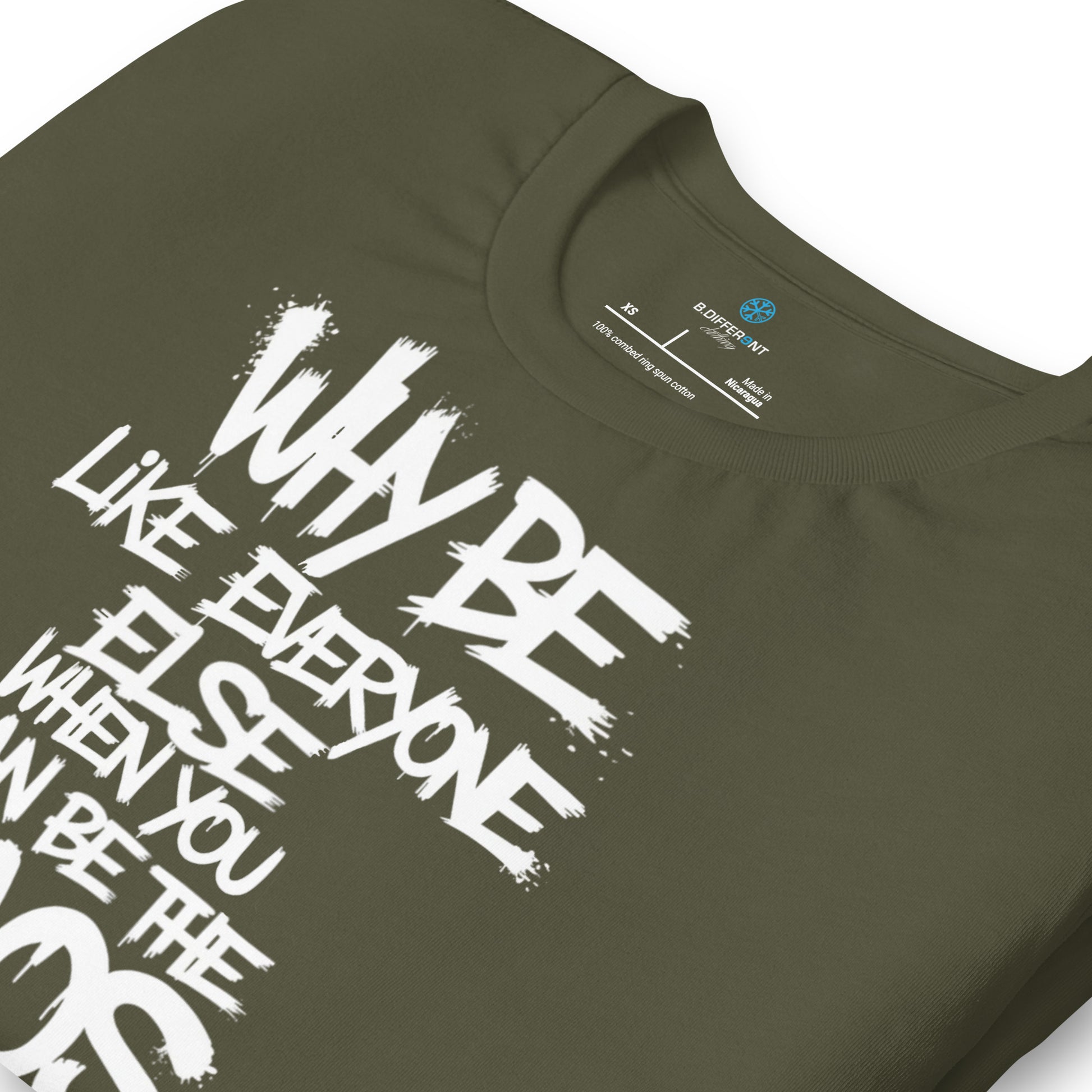 Green-Chaos They Fear Graffiti Tag Tee from B.Different Clothing, detail, graffiti-inspired streetwear t-shirt