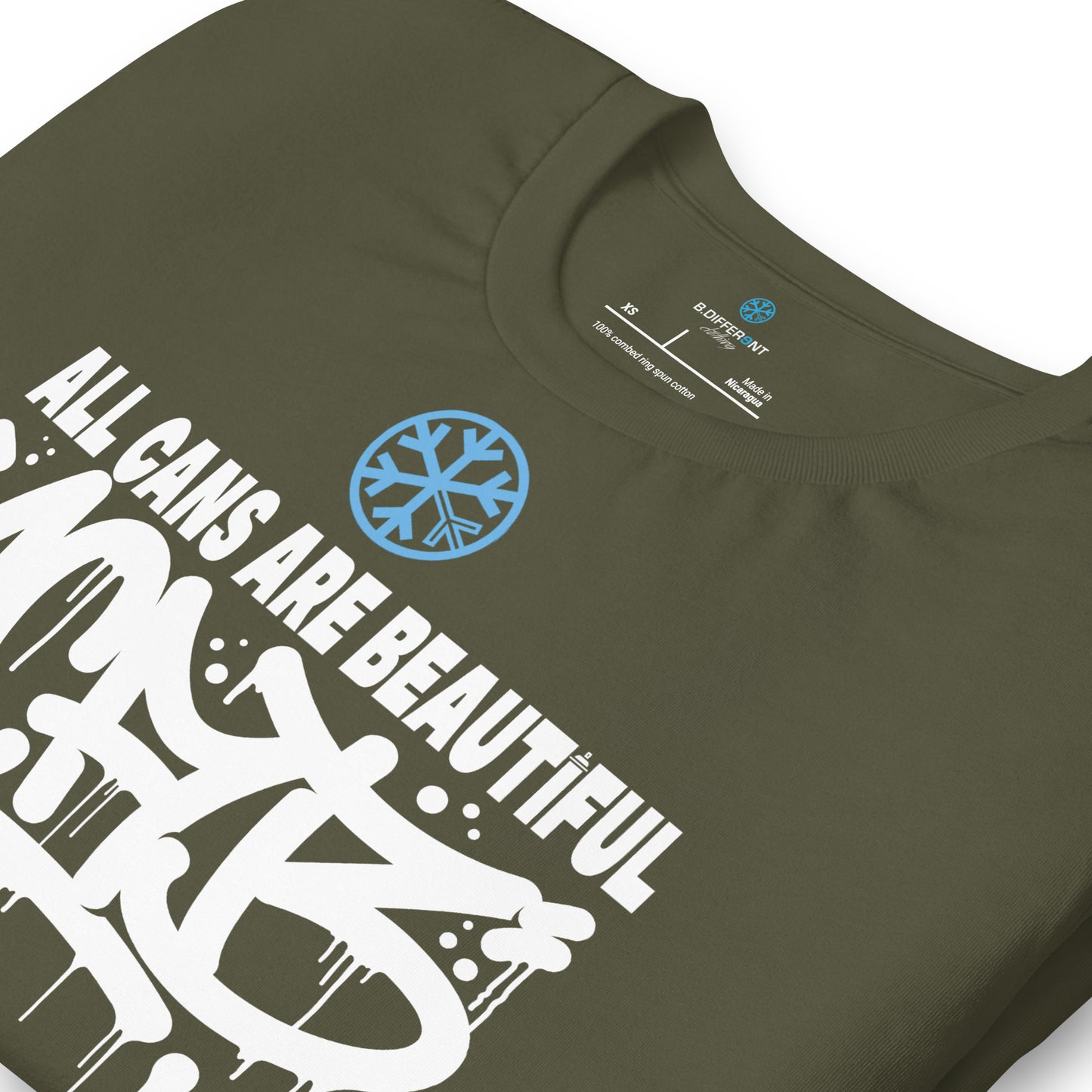 Green-Acab Graffiti Tag Tee from B.Different Clothing, detail, graffiti-inspired streetwear t-shirt