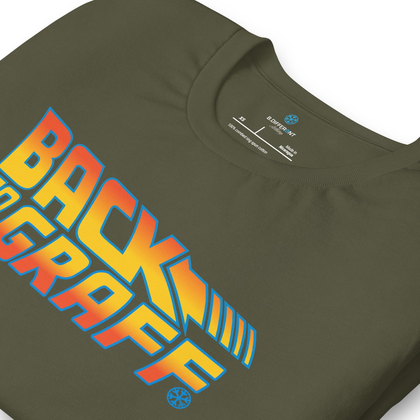Green-Back to the Graff Tee from B.Different Clothing, detail, graffiti-inspired streetwear t-shirt