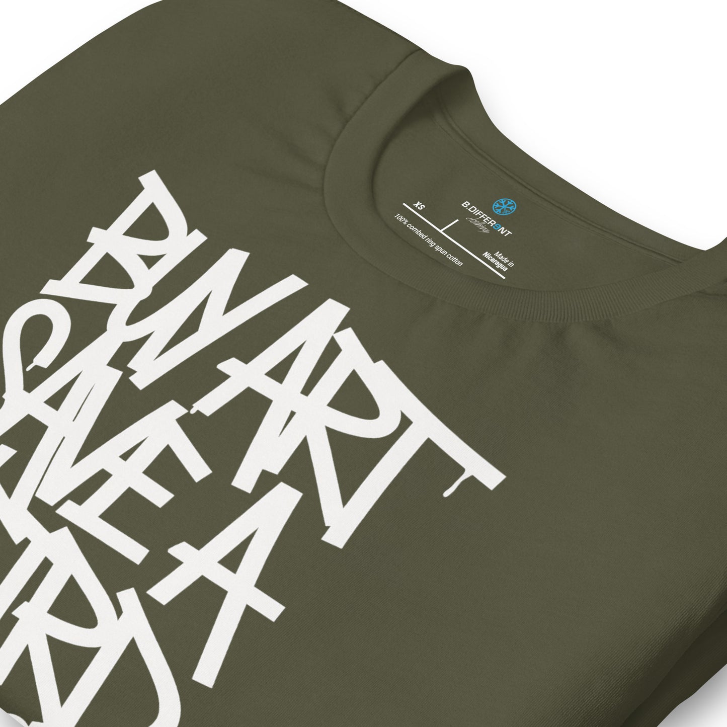 Green-Buy Art Save a Weird Person Graffiti Tee from B.Different Clothing, detail, graffiti-inspired streetwear t-shirt