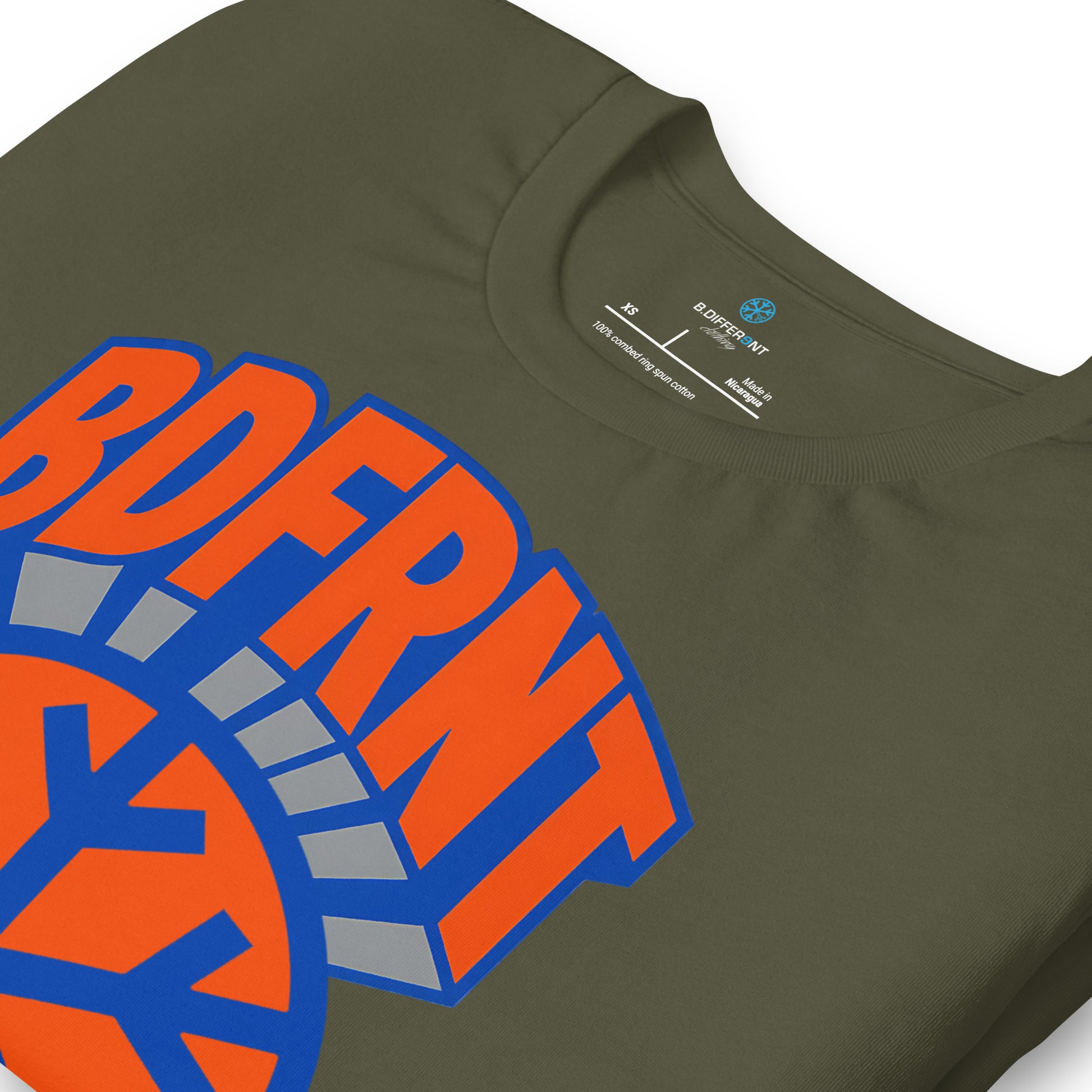 Green-BDFRNT Logo 1989 Tee from B.Different Clothing, detail, graffiti-inspired streetwear t-shirt