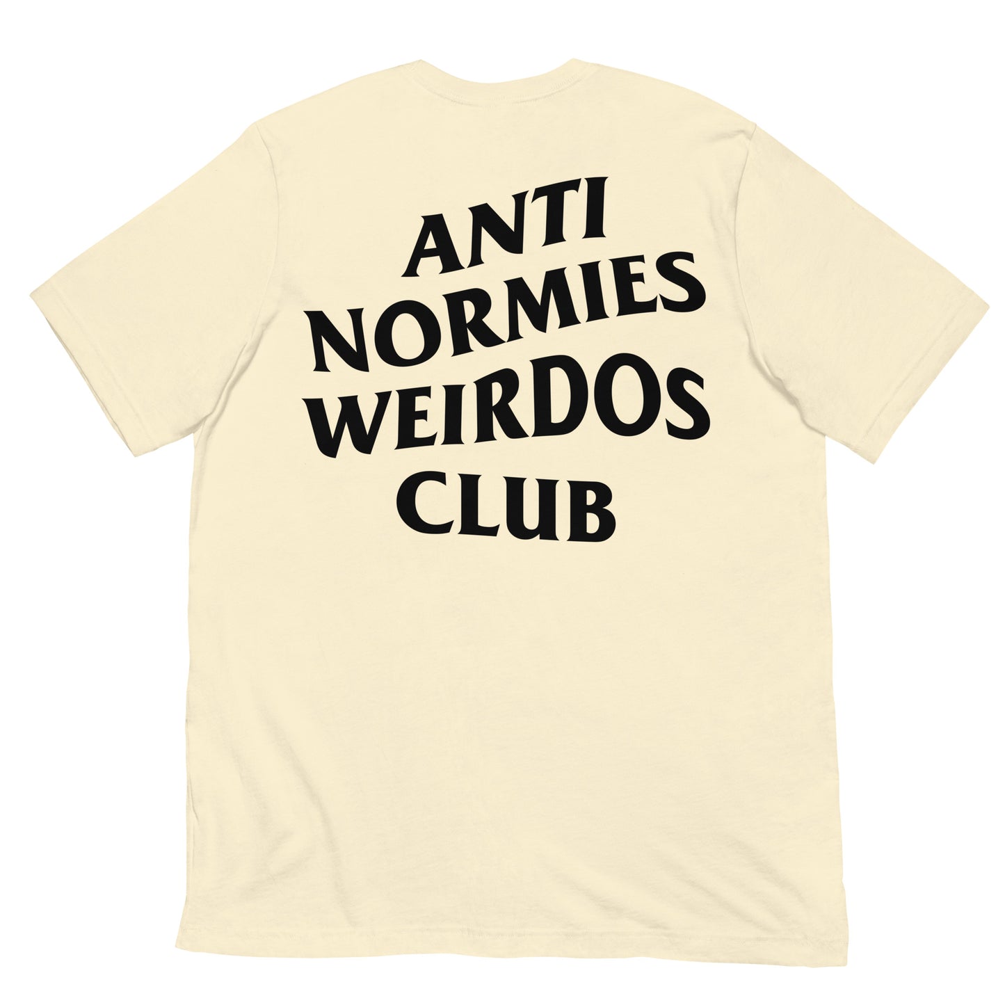 Beige-Anti Normies Weirdos Club Tee from B.Different Clothing, back view, graffiti-inspired streetwear t-shirt