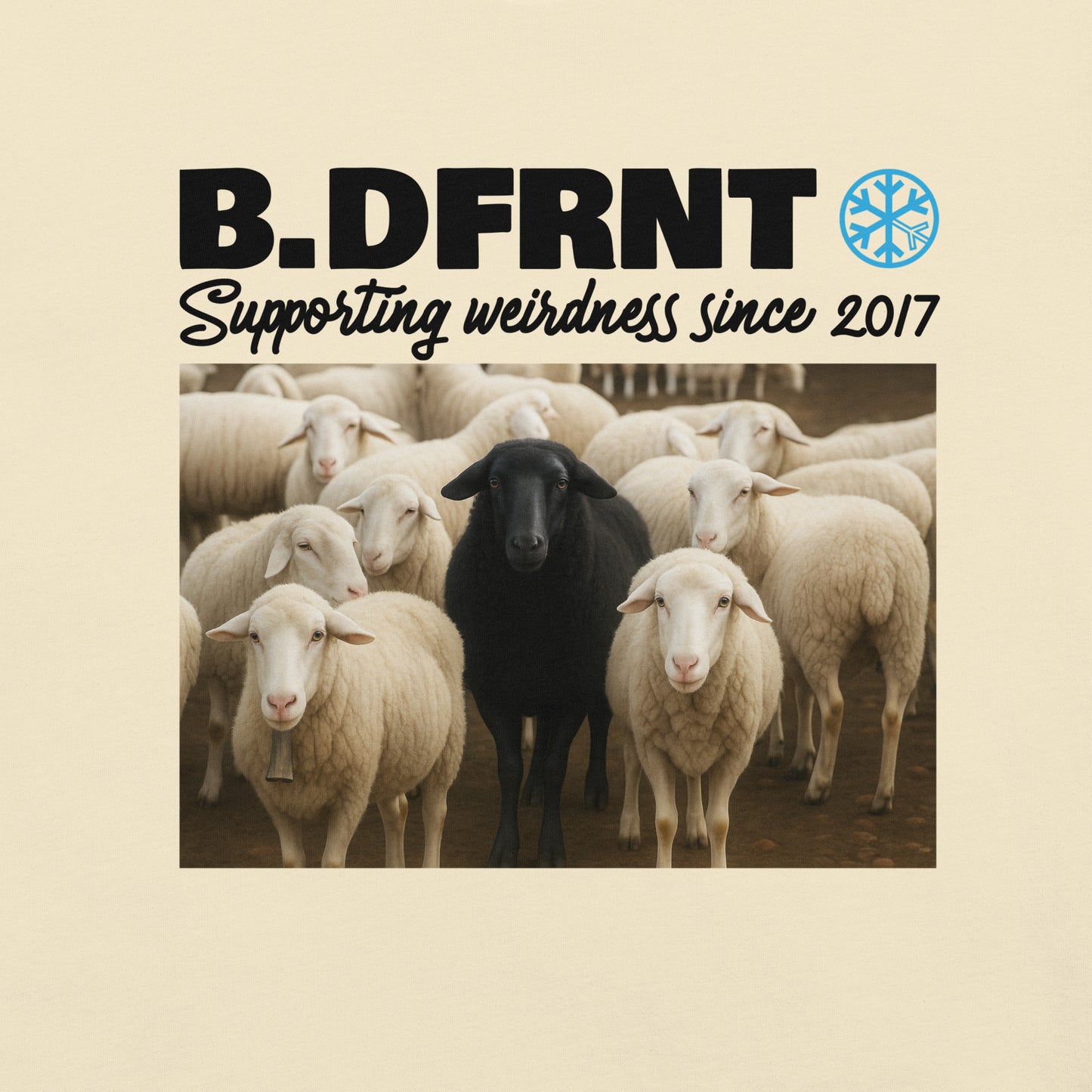 Beige-Black Sheep Tee from B.Different Clothing, graphic, graffiti-inspired streetwear t-shirt