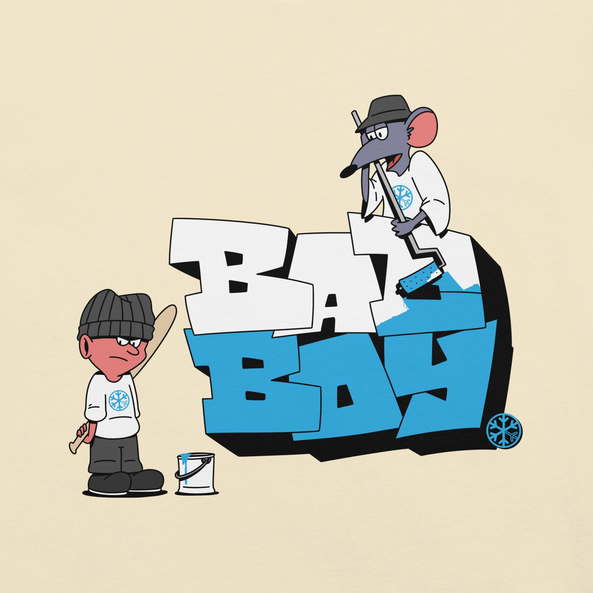 Beige-Bad Boy Graffiti Tee from B.Different Clothing, graphic, graffiti-inspired streetwear t-shirt