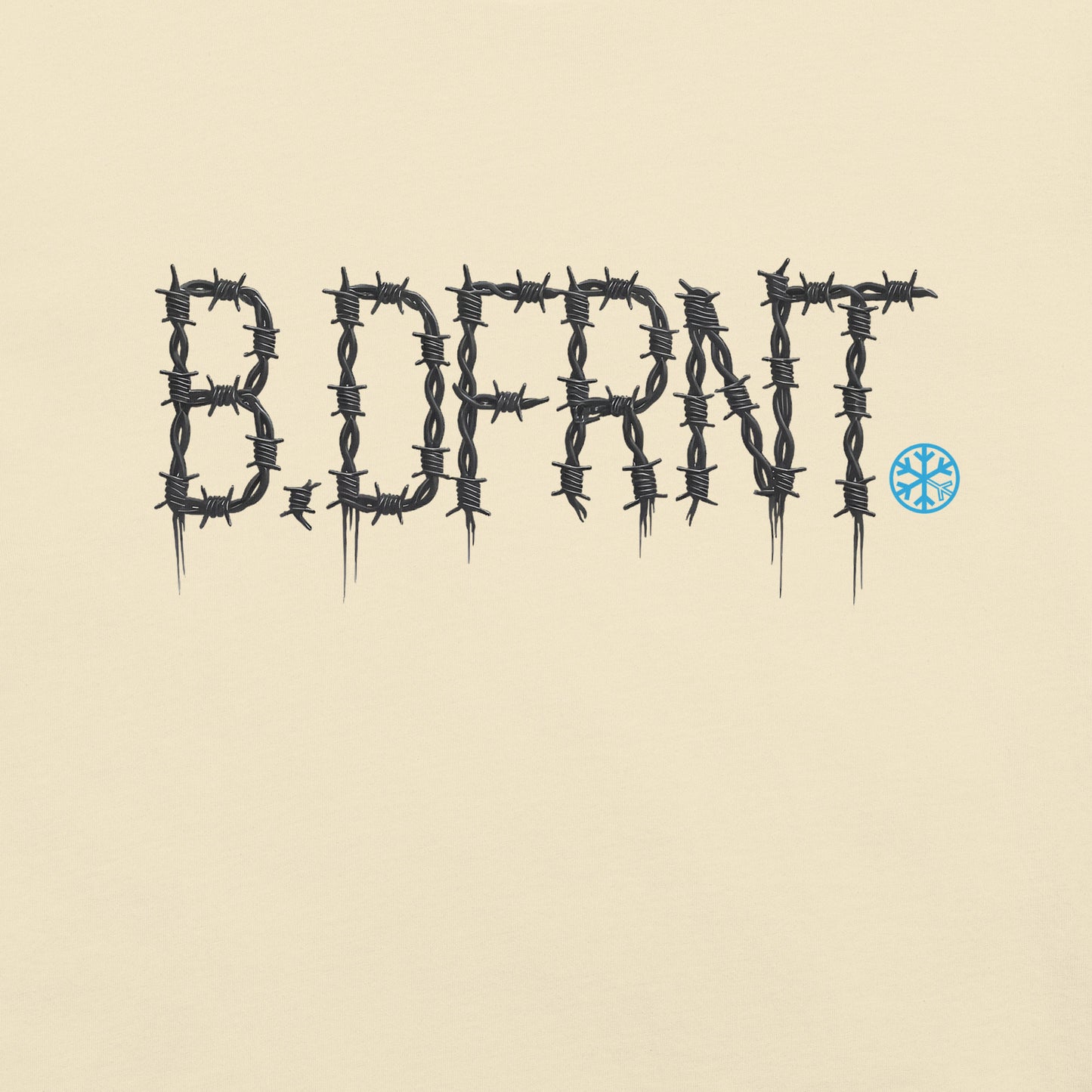 Beige-B.DFRNT Barbed Wire Tee from B.Different Clothing, graphic, graffiti-inspired streetwear t-shirt