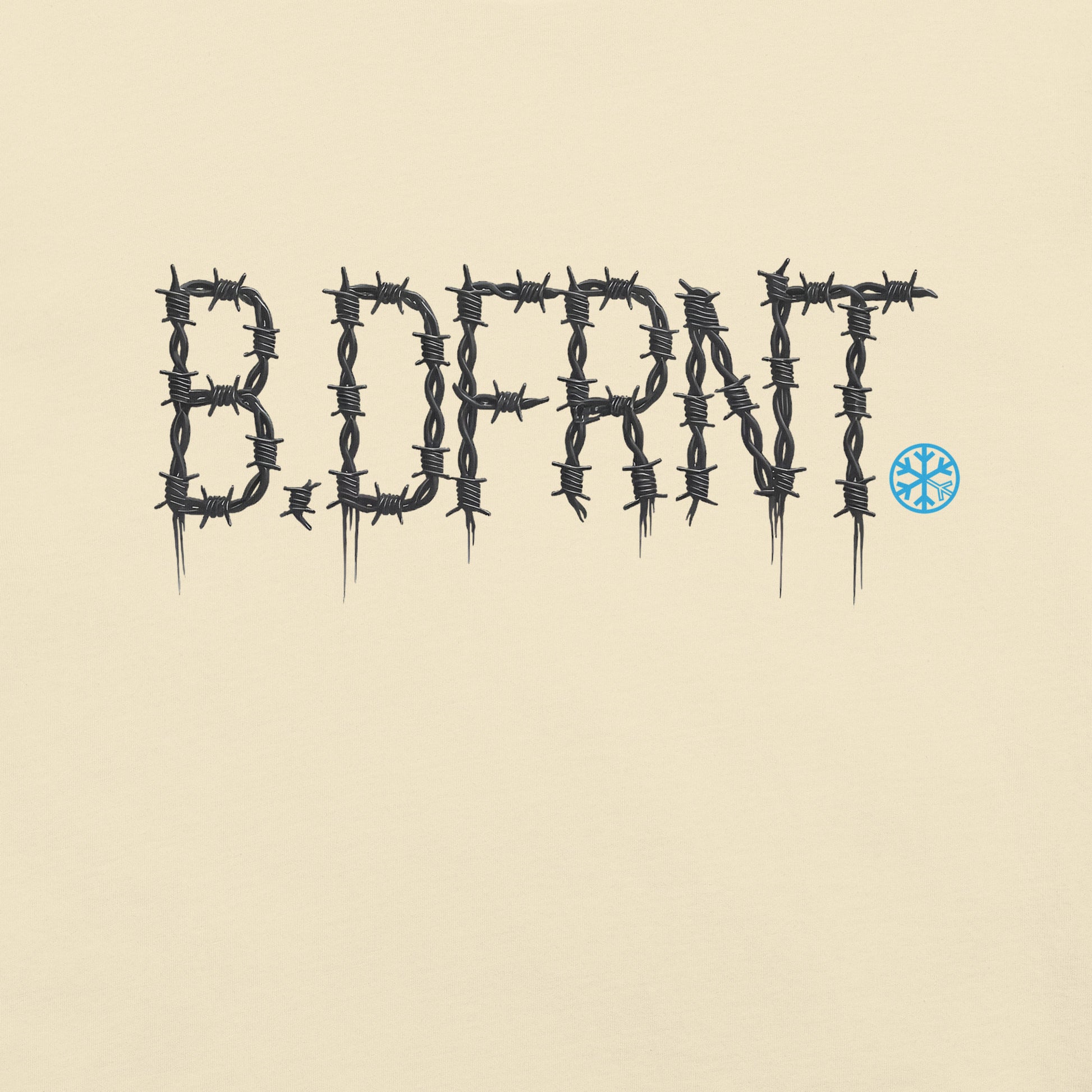Beige-B.DFRNT Barbed Wire Tee from B.Different Clothing, graphic, graffiti-inspired streetwear t-shirt
