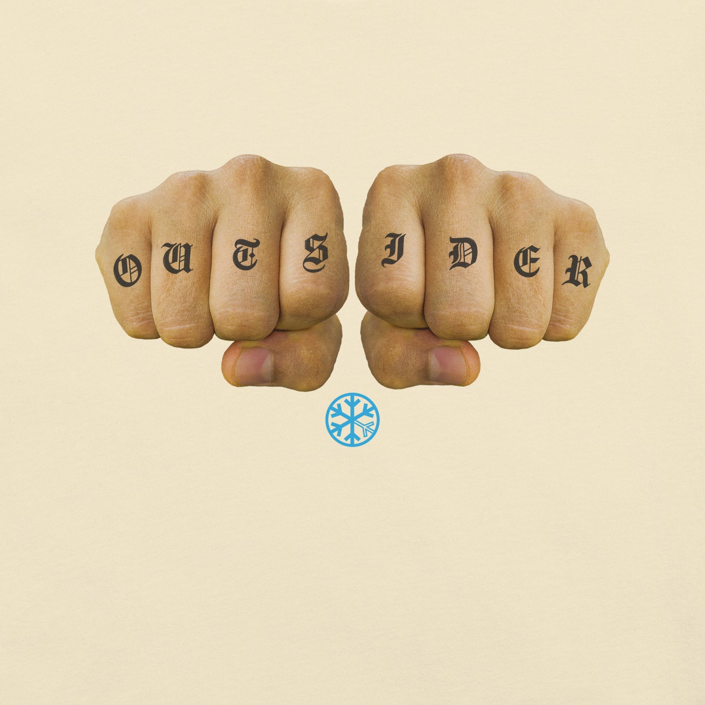 Beige-Outsider Tattoo Tee from B.Different Clothing, graphic, graffiti-inspired streetwear t-shirt