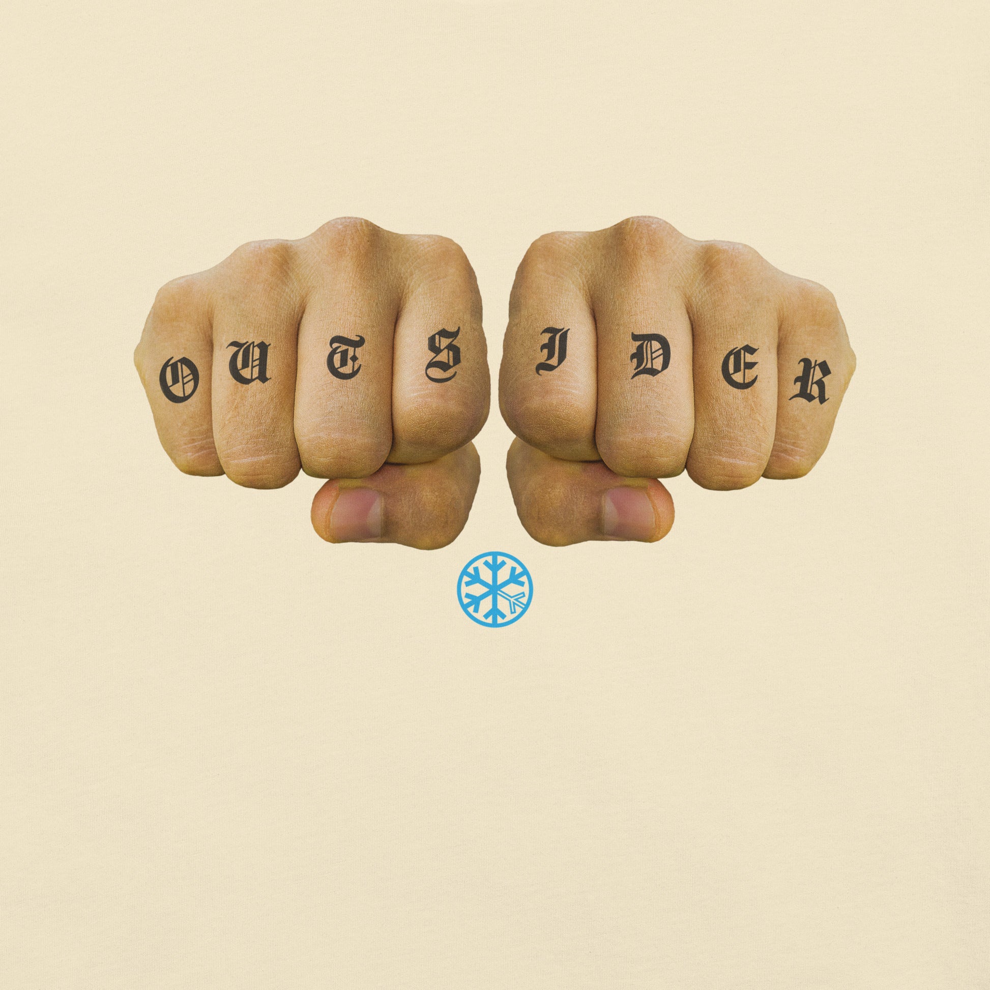 Beige-Outsider Tattoo Tee from B.Different Clothing, graphic, graffiti-inspired streetwear t-shirt