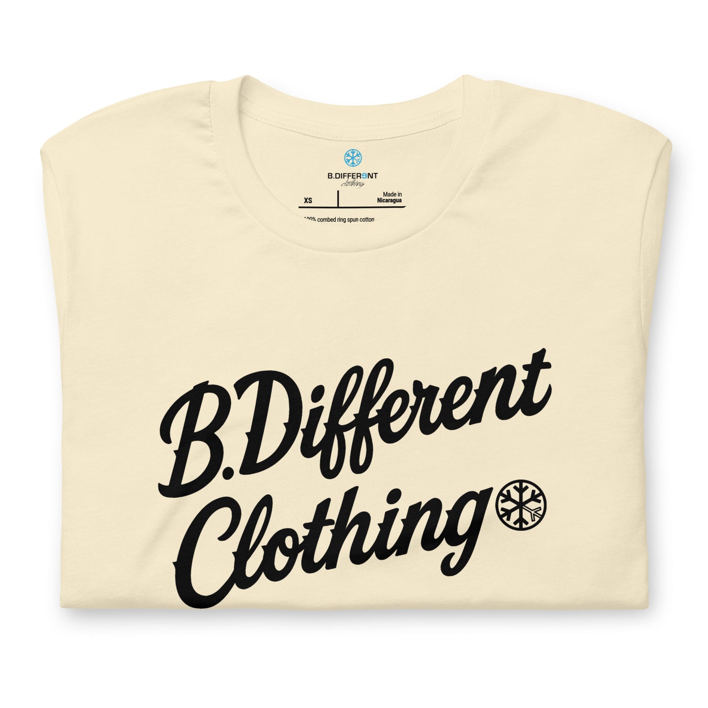 Beige-The League Tee from B.Different Clothing, folded, graffiti-inspired streetwear t-shirt