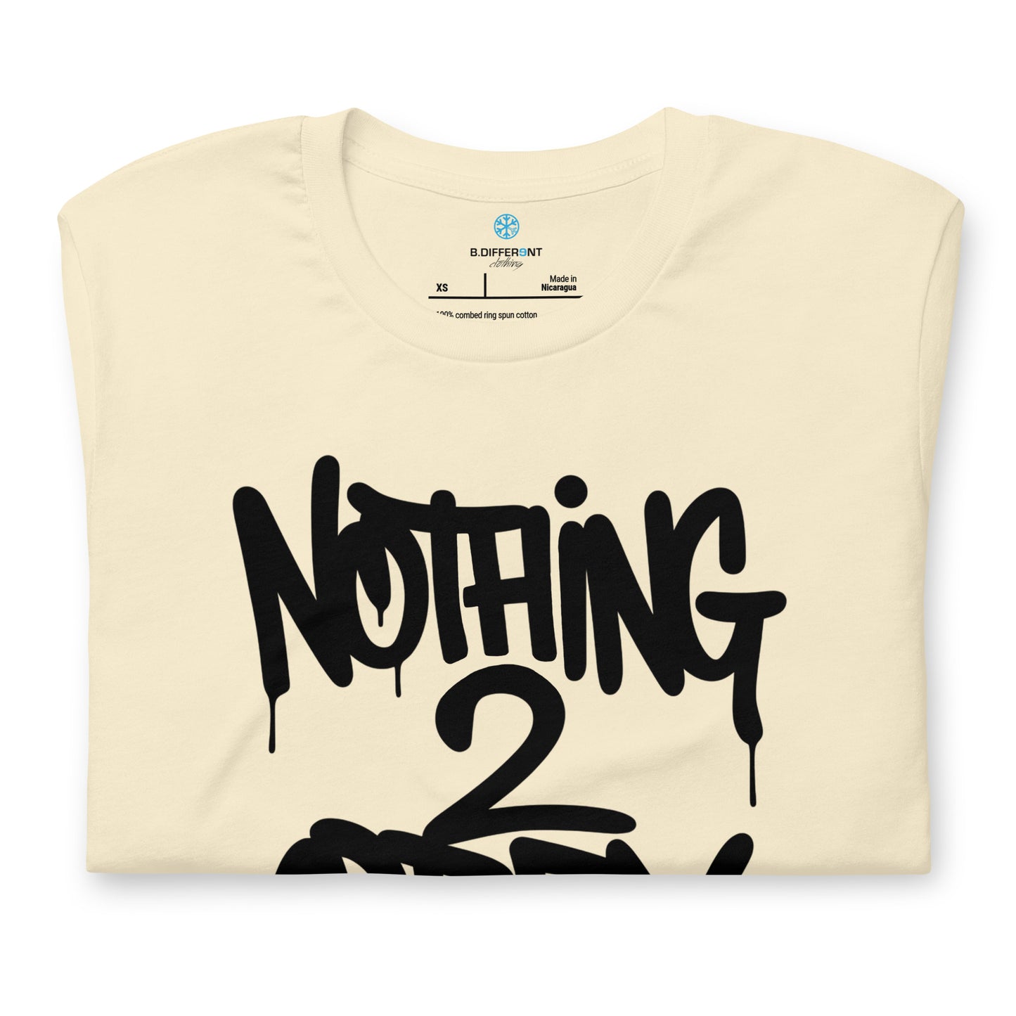 Beige-Nothing 2 Obey Graffiti Tee from B.Different Clothing, folded, graffiti-inspired streetwear t-shirt