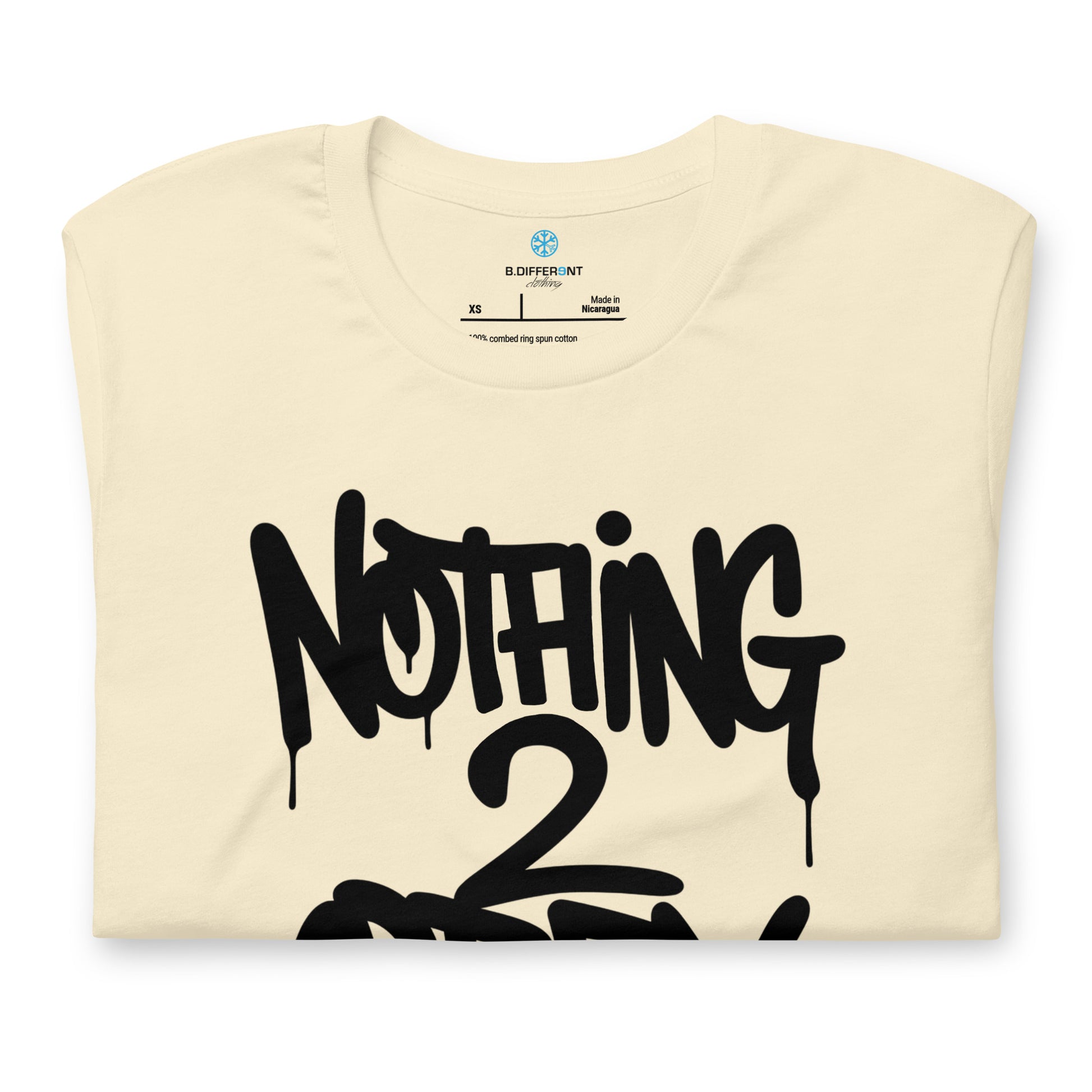 Beige-Nothing 2 Obey Graffiti Tee from B.Different Clothing, folded, graffiti-inspired streetwear t-shirt
