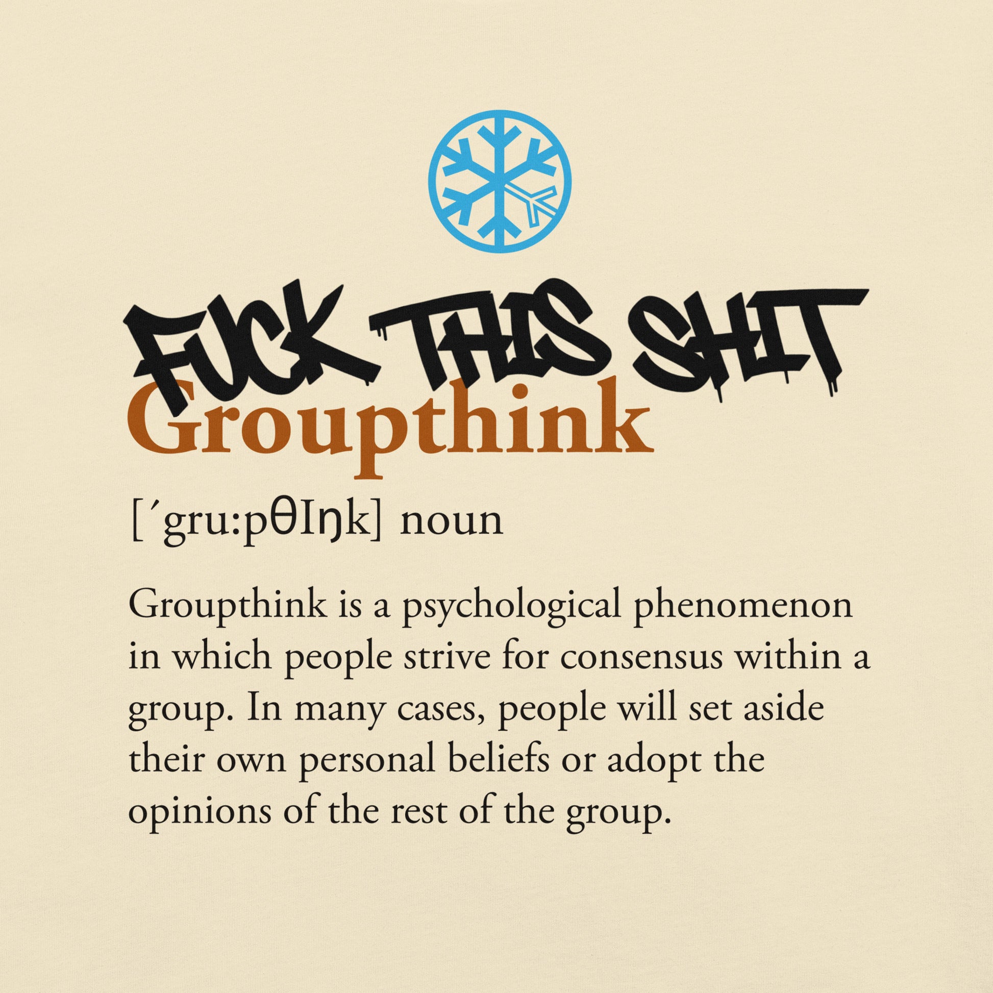 Beige-Groupthink Graffiti Tee from B.Different Clothing, graphic, graffiti-inspired streetwear t-shirt