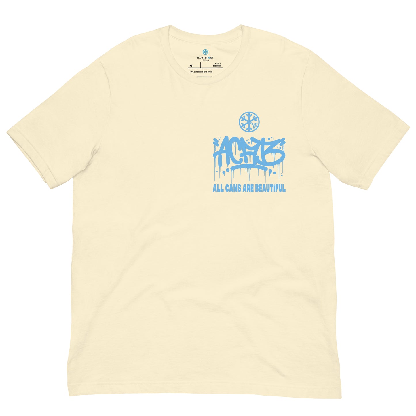 Beige-ACAB Graffiti Character Tee from B.Different Clothing, front view, graffiti-inspired streetwear t-shirt