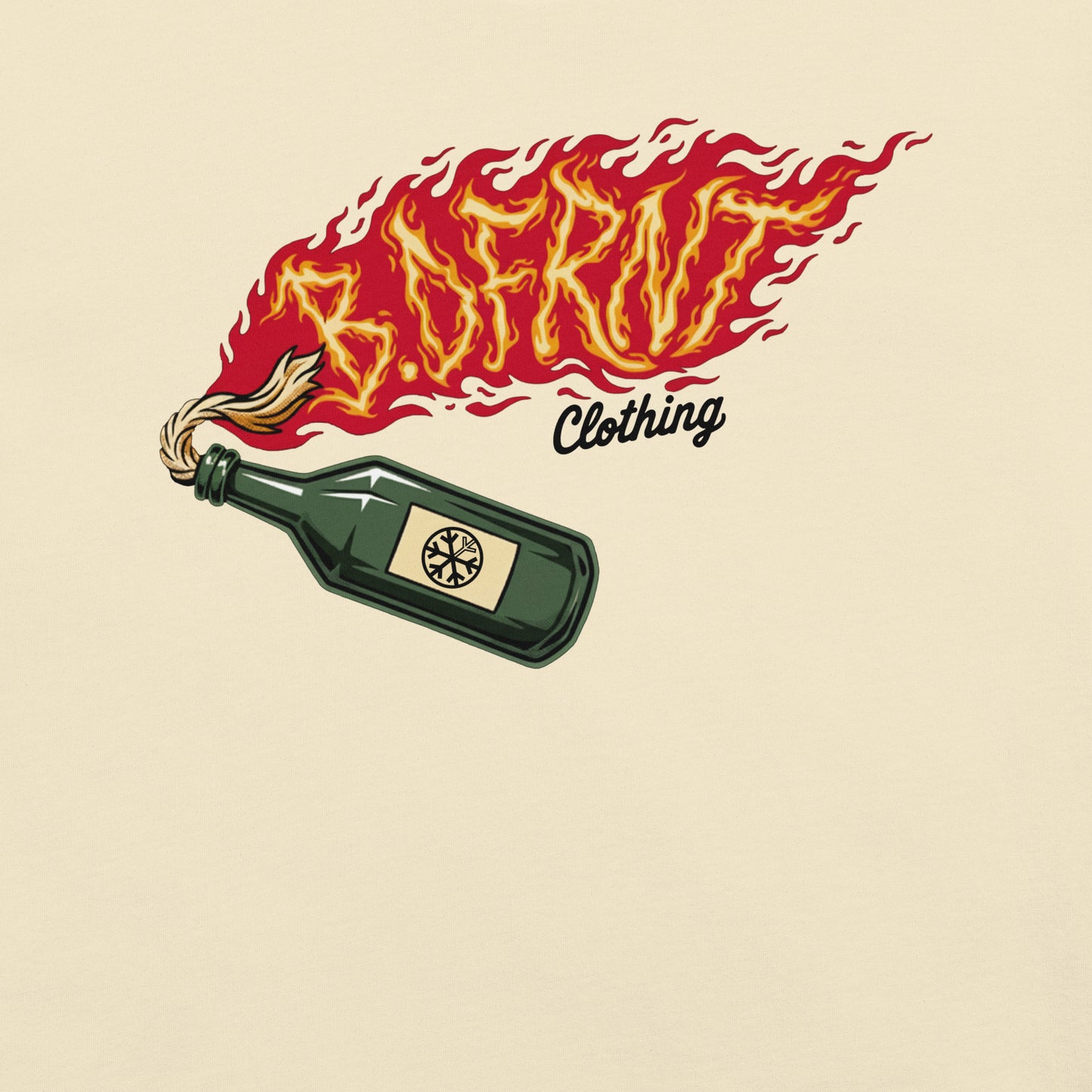 Beige-Molotov Graffiti Tee from B.Different Clothing, graphic, graffiti-inspired streetwear t-shirt