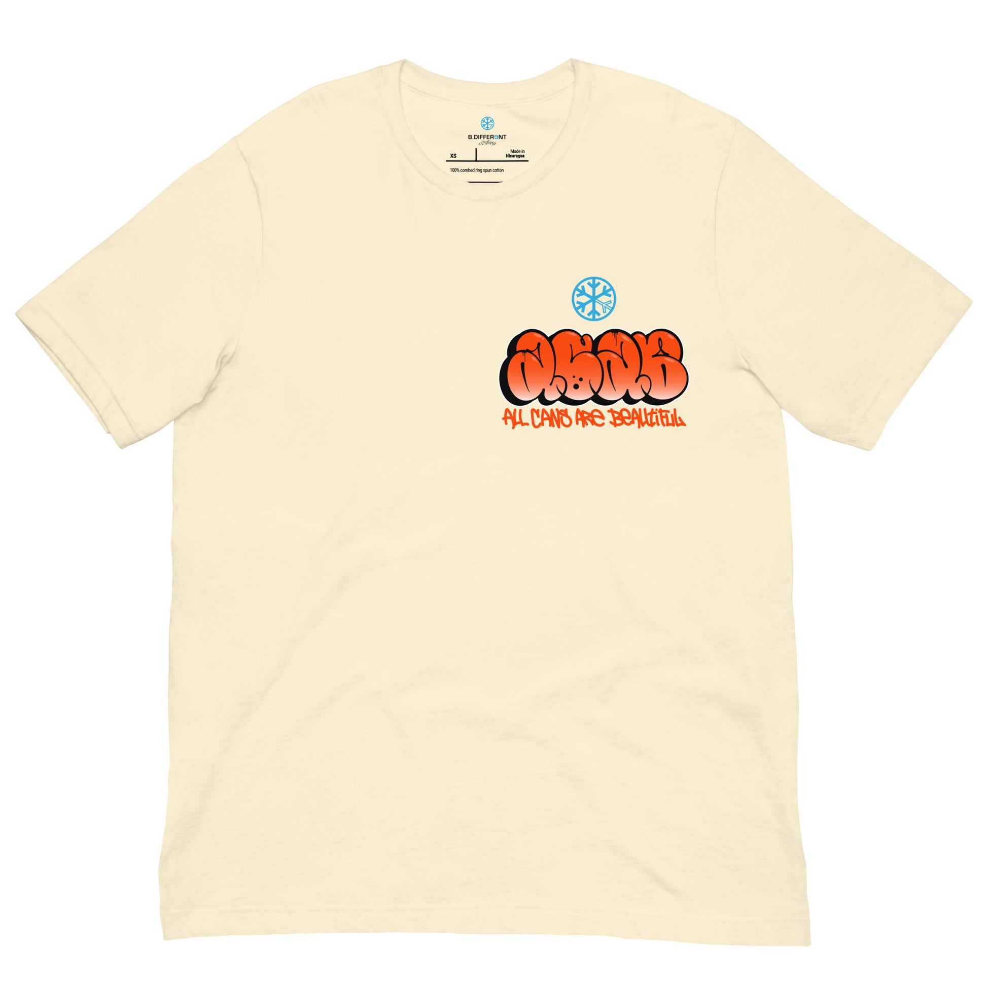 Beige-ACAB Girl Graffiti Tee from B.Different Clothing, front view, graffiti-inspired streetwear