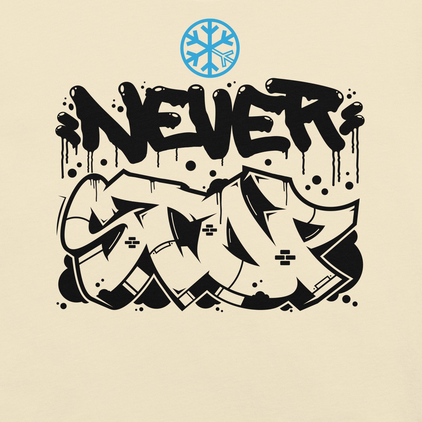 Beige-Never Stop Graffiti Piece Tee from B.Different Clothing, graphic, graffiti-inspired streetwear t-shirt