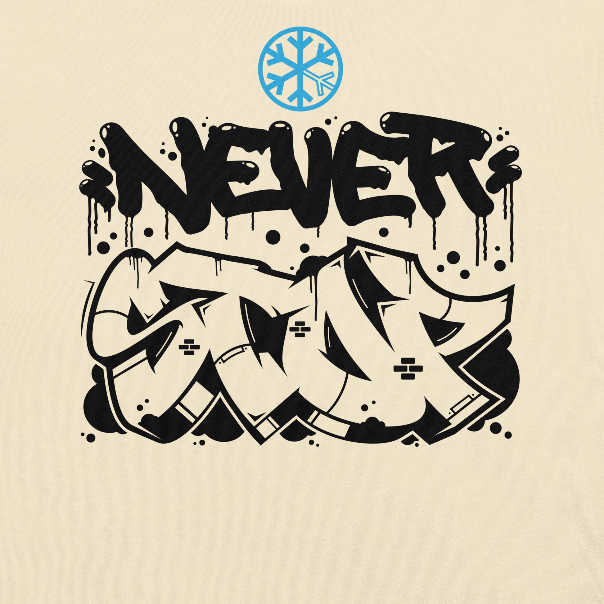 Beige-Never Stop Graffiti Piece Tee from B.Different Clothing, graphic, graffiti-inspired streetwear t-shirt