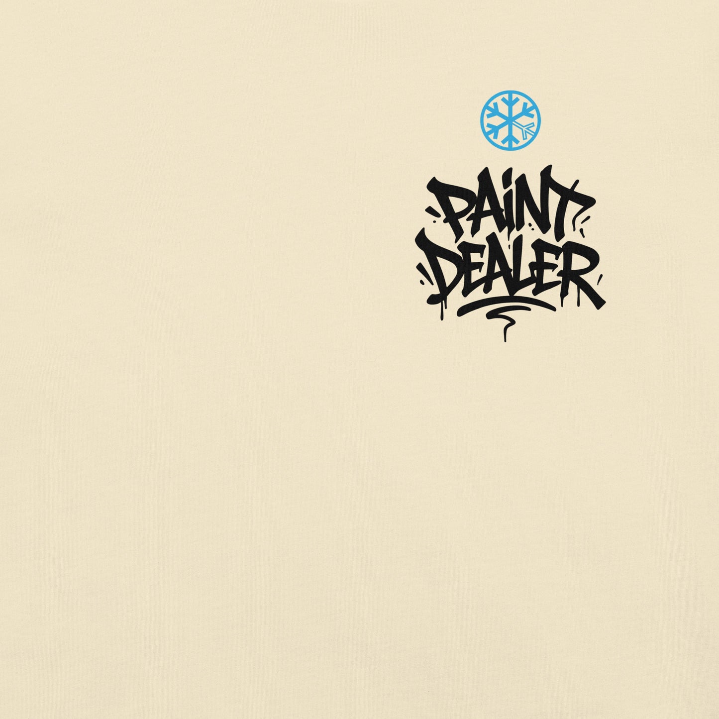 Beige-Paint Dealer Graffiti Character Tee from B.Different Clothing, front graphic, graffiti-inspired streetwear t-shirt