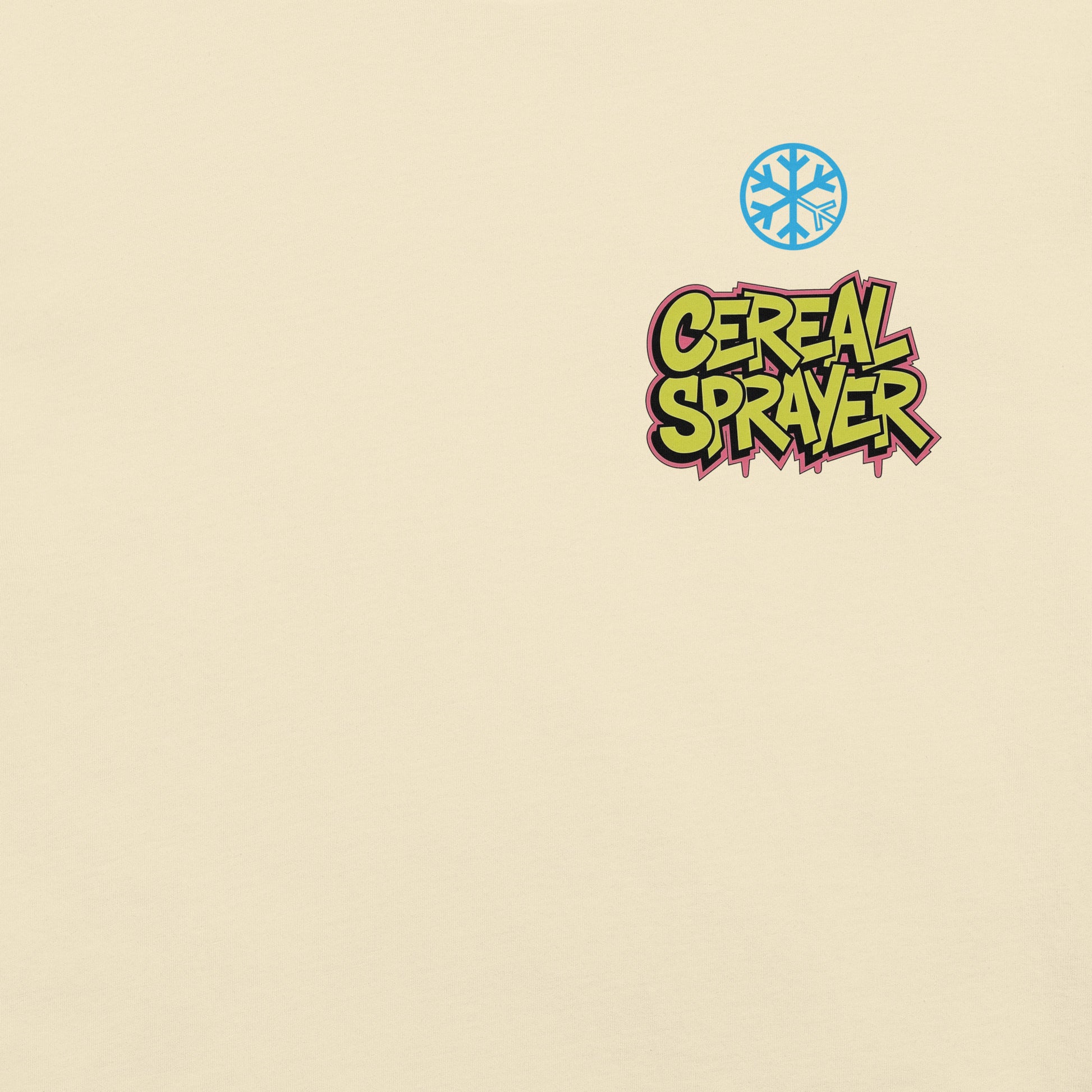 Beige-Cereal Sprayer Graffiti Tee from B.Different Clothing, front graphic, graffiti-inspired streetwear t-shirt
