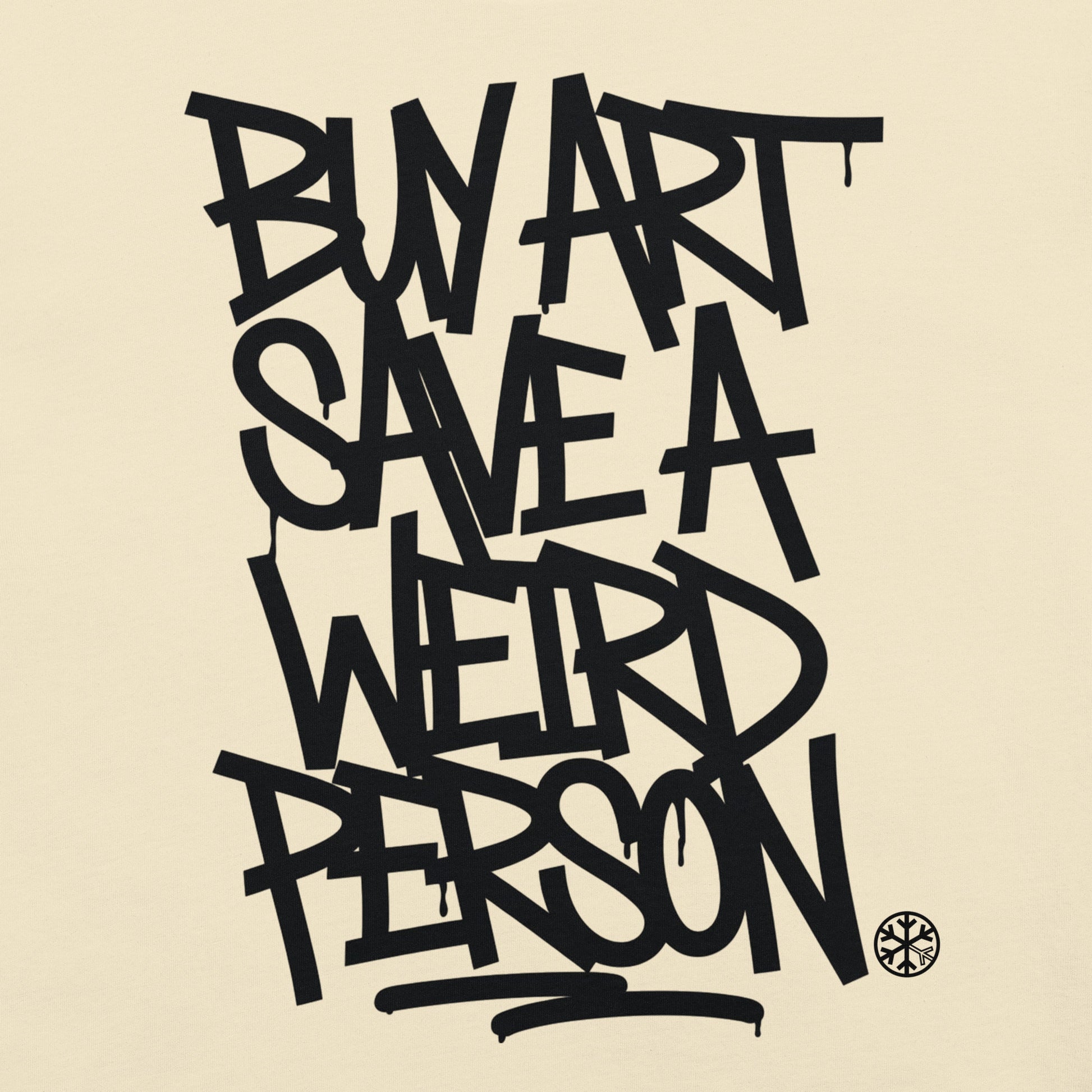 Beige-Buy Art Save a Weird Person Graffiti Tee from B.Different Clothing, graphic, graffiti-inspired streetwear t-shirt