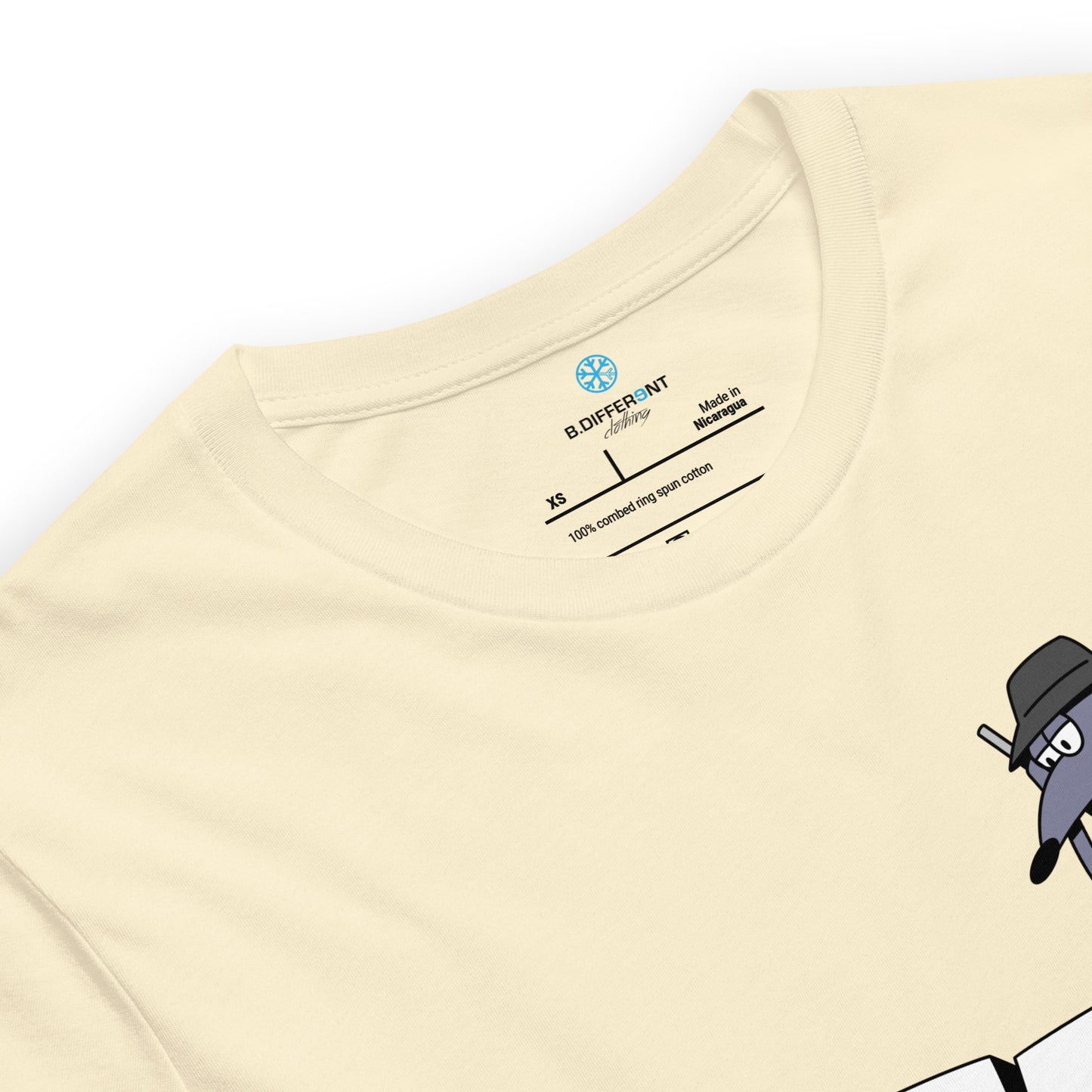 Beige-Bad Boy Graffiti Tee from B.Different Clothing, collar, graffiti-inspired streetwear t-shirt