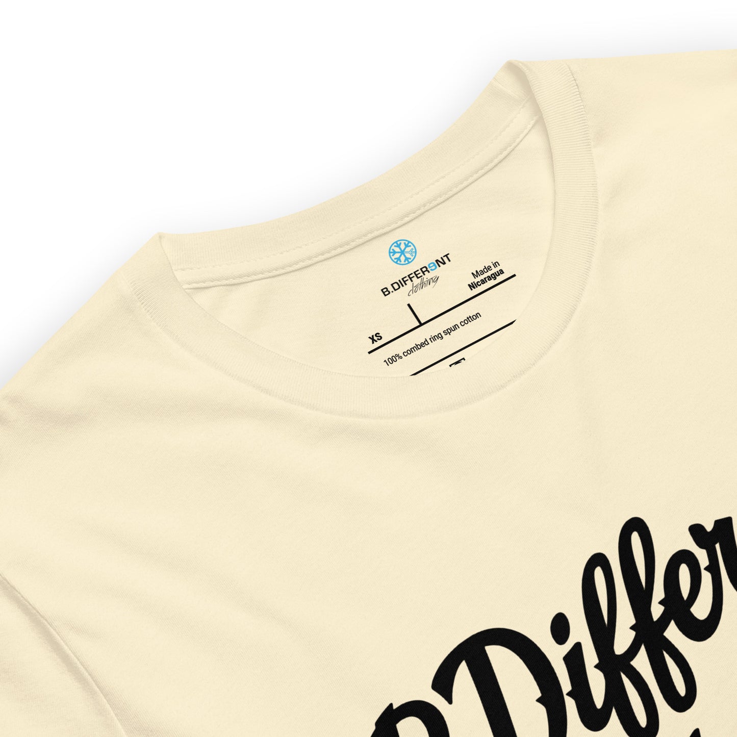 Beige-The League Tee from B.Different Clothing, collar, graffiti-inspired streetwear t-shirt