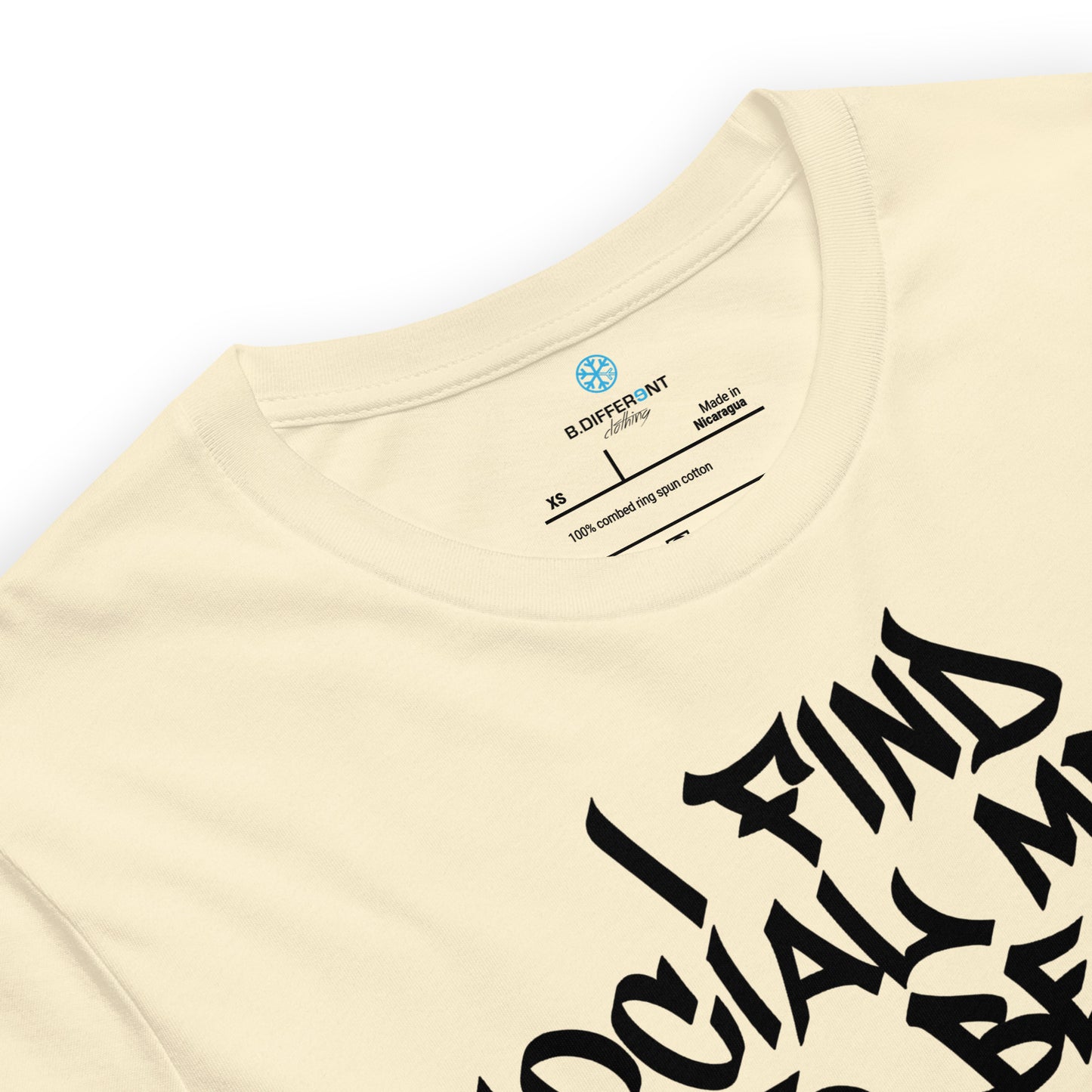 Beige-Social Media Graffiti Tag Tee from B.Different Clothing, collar, graffiti-inspired streetwear t-shirt