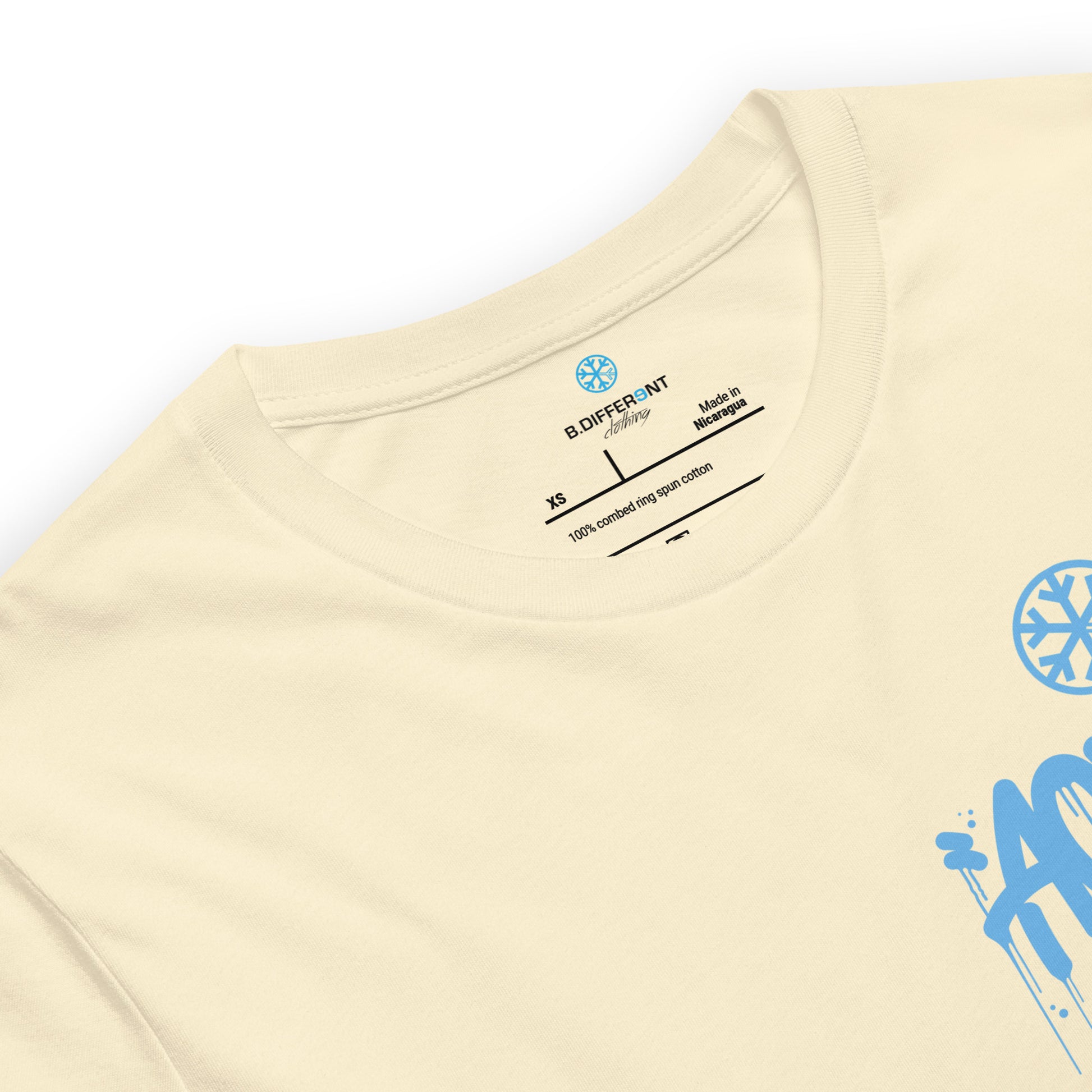 Beige-ACAB Graffiti Character Tee from B.Different Clothing, collar, graffiti-inspired streetwear t-shirt