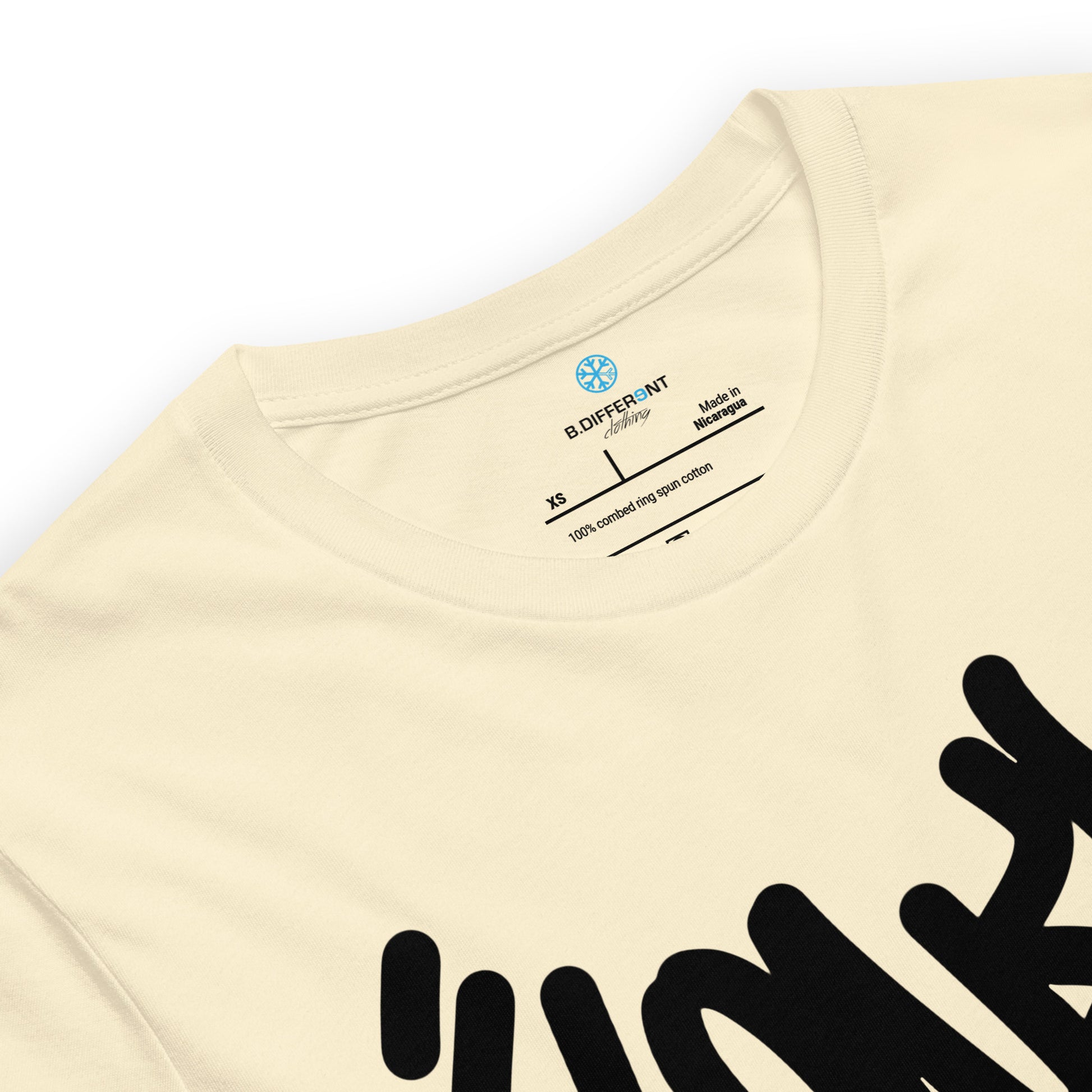 Beige-Loner Graffiti Tag Tee from B.Different Clothing, collar, graffiti-inspired streetwear t-shirt