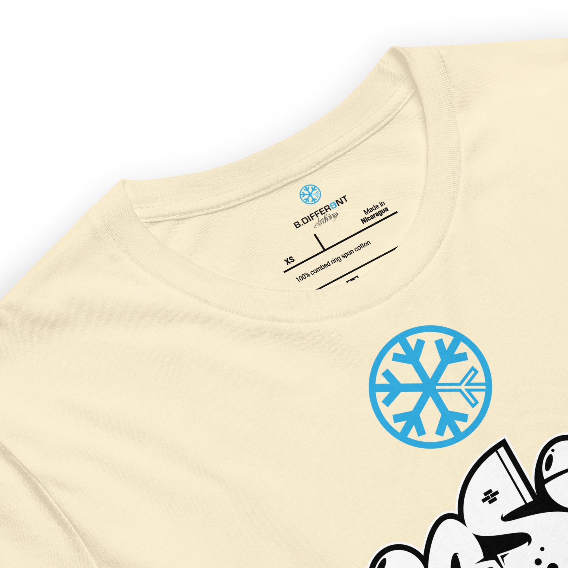 Beige-Mission Graffiti Piece Tee from B.Different Clothing, collar, graffiti-inspired streetwear t-shirt