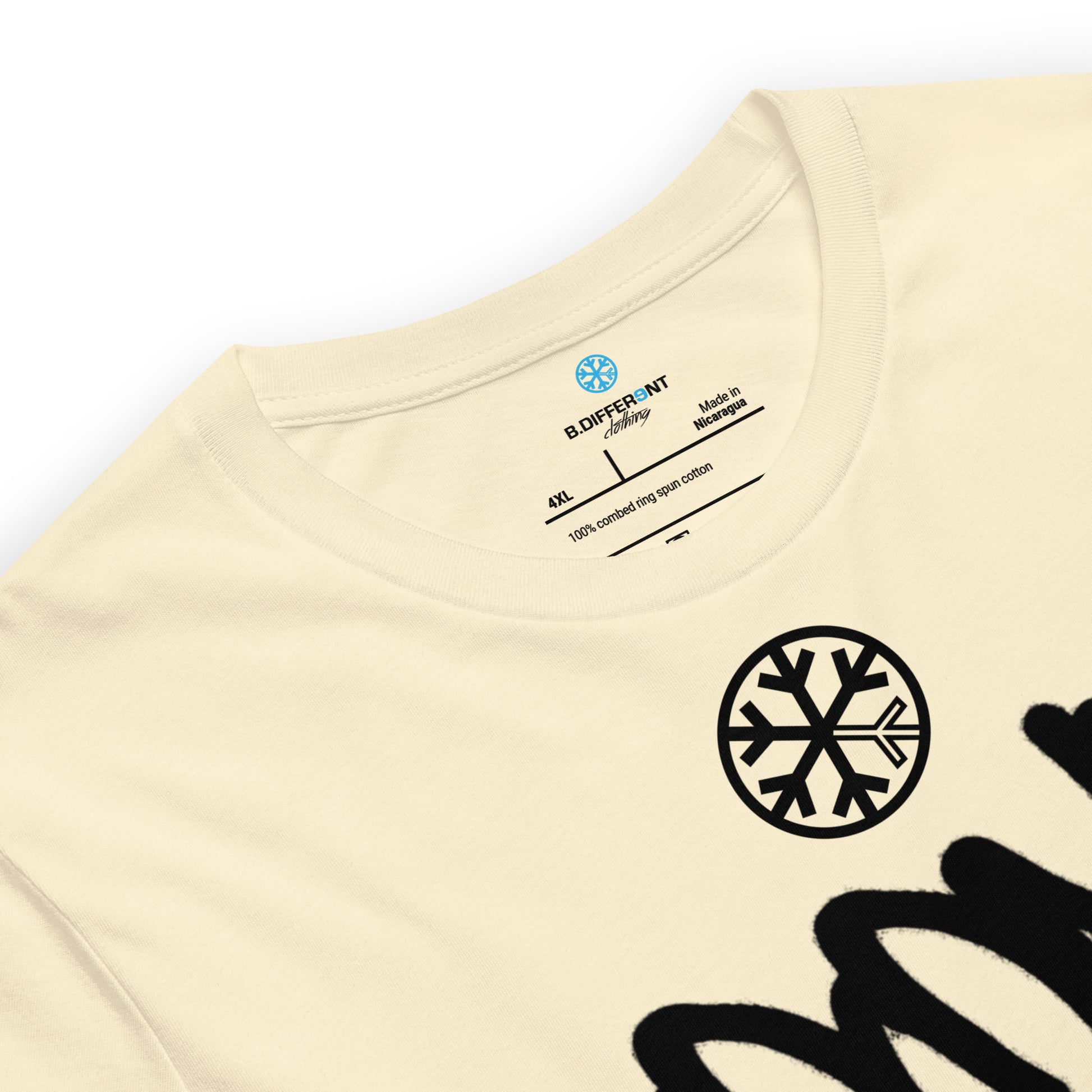 Beige-Loony Graffiti Tag Tee from B.Different Clothing, collar, graffiti-inspired streetwear t-shirt