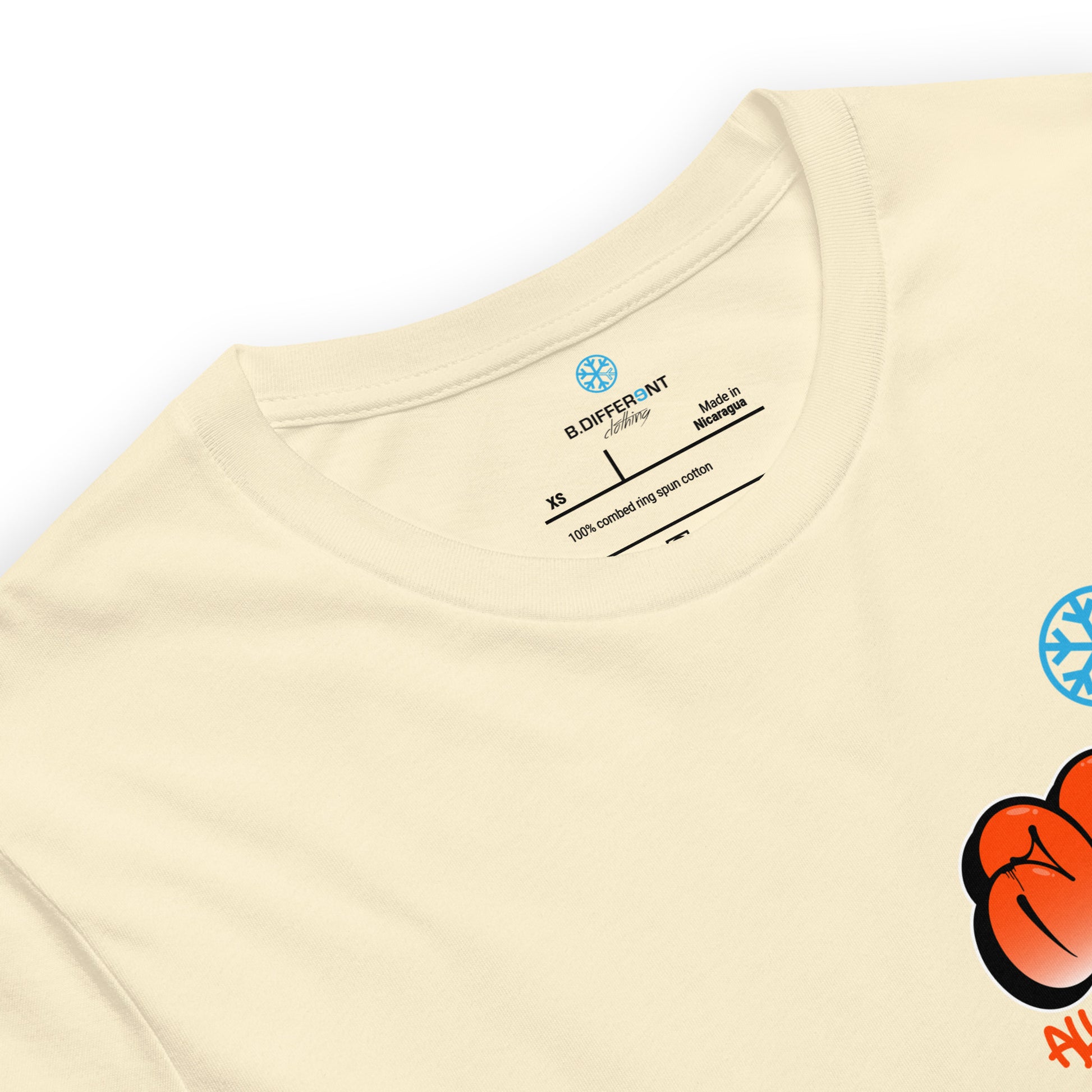 Beige-ACAB Girl Graffiti Tee from B.Different Clothing, collar, graffiti-inspired streetwear