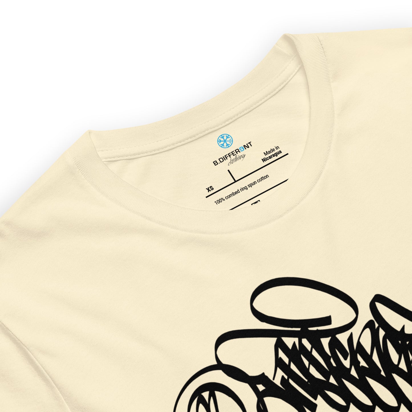 Beige-B.Different Clothing Graffiti Tag Tee from B.Different Clothing, collar, graffiti-inspired streetwear t-shirt