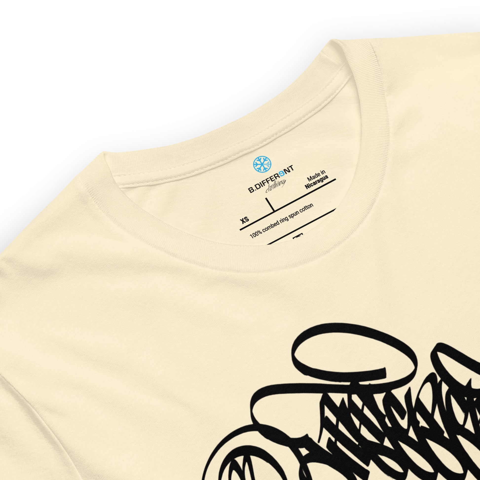 Beige-B.Different Clothing Graffiti Tag Tee from B.Different Clothing, collar, graffiti-inspired streetwear t-shirt
