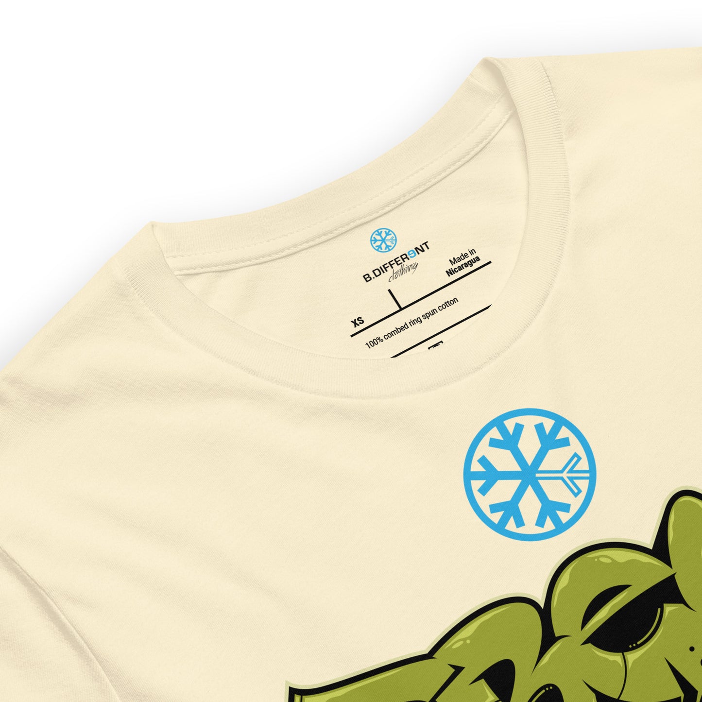 Beige-Fresh Graffiti Piece Tee from B.Different Clothing, collar, graffiti-inspired streetwear t-shirt