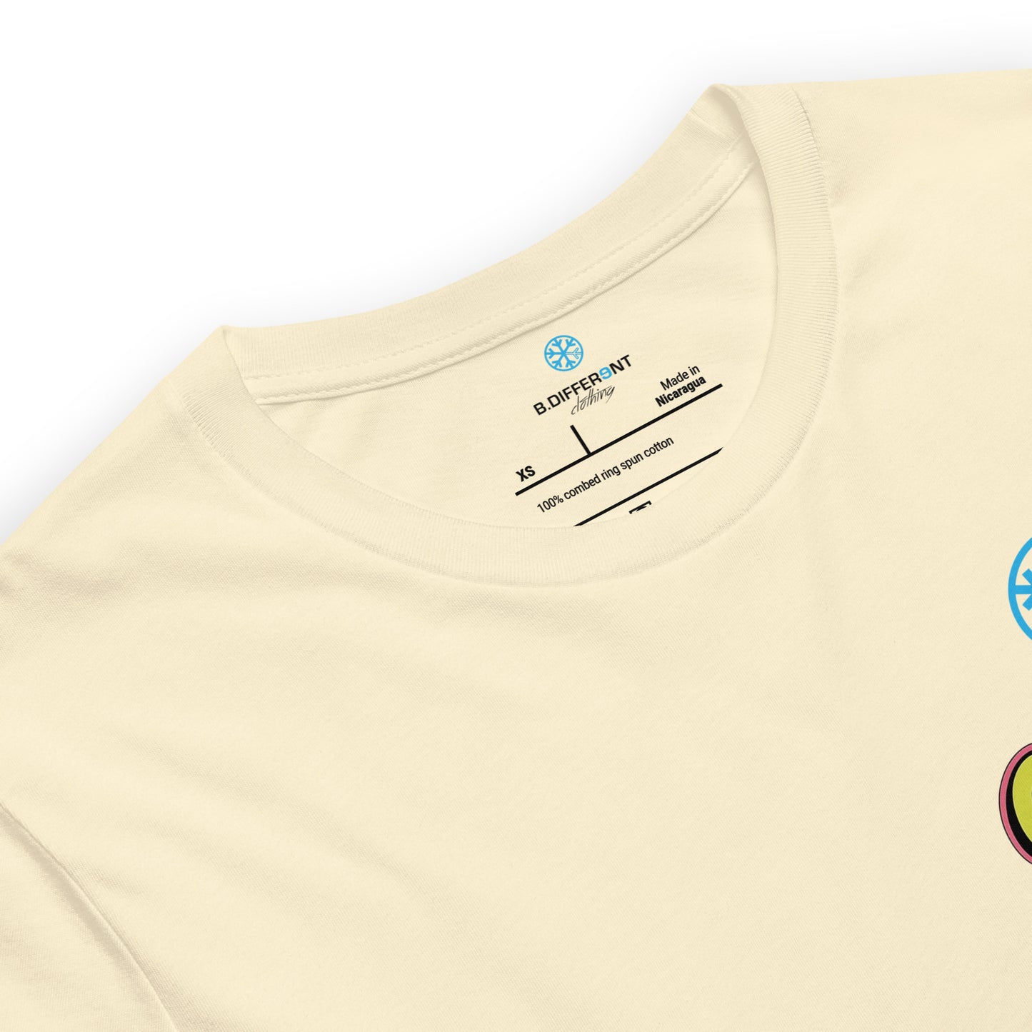 Beige-Cereal Sprayer Graffiti Tee from B.Different Clothing, collar, graffiti-inspired streetwear t-shirt