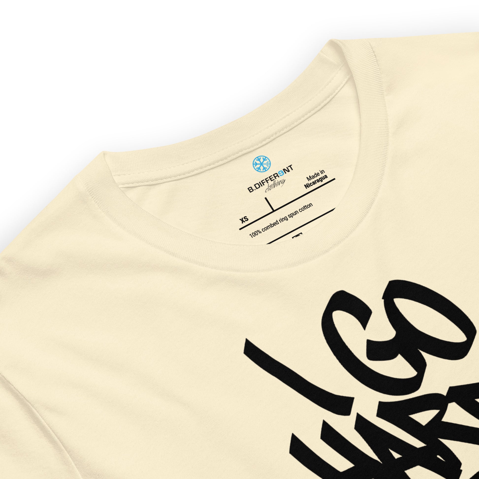 Beige-I Go Hard With My Paint Graffiti Tee from B.Different Clothing, collar, graffiti-inspired streetwear t-shirt