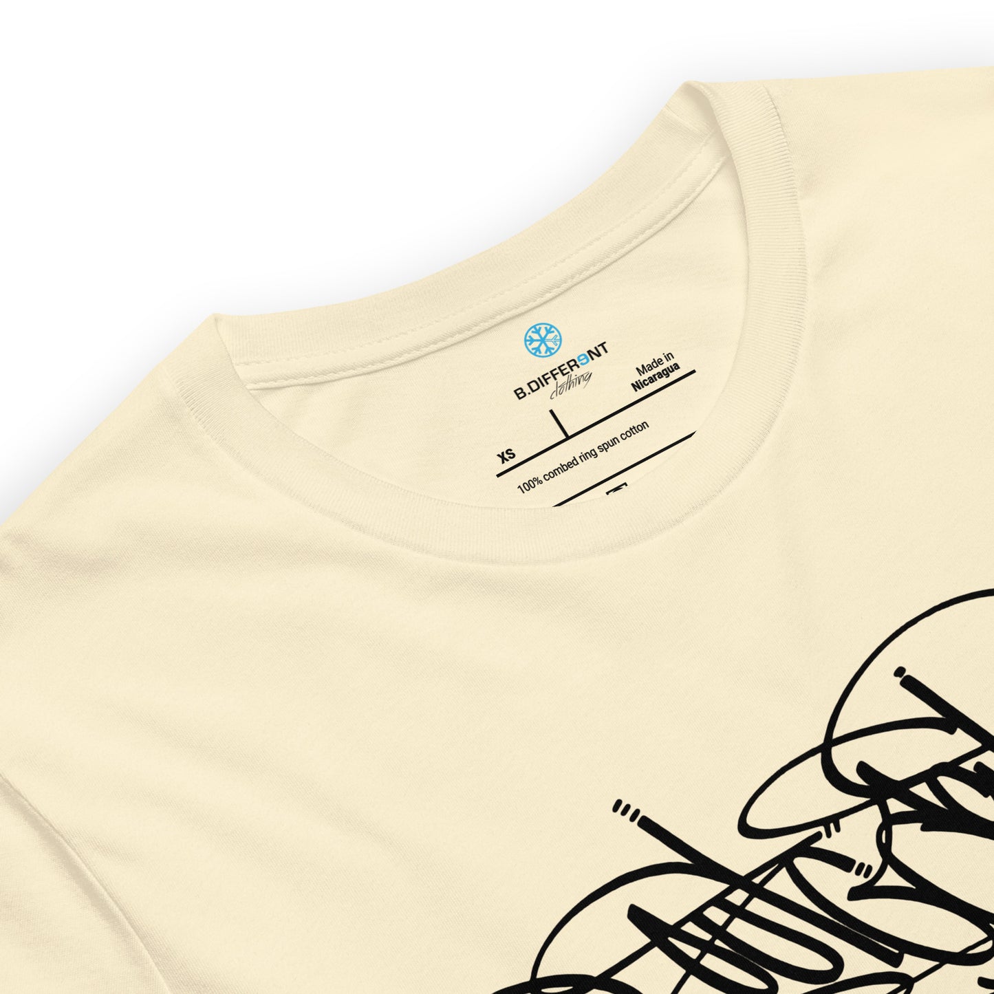 Beige-Outcast Tag Tee by Graffiti Dad from B.Different Clothing, collar, graffiti-inspired streetwear t-shirt