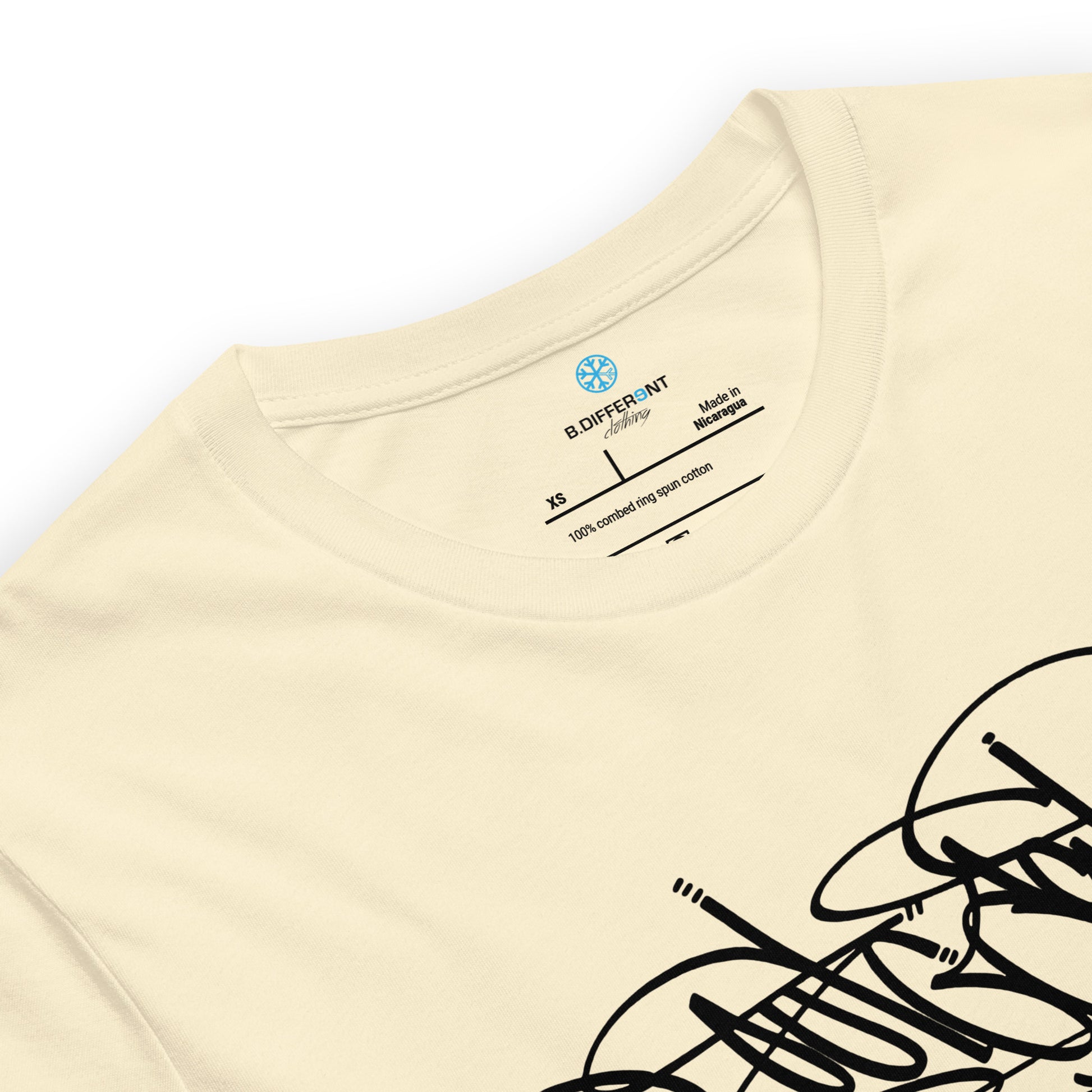 Beige-Outcast Tag Tee by Graffiti Dad from B.Different Clothing, collar, graffiti-inspired streetwear t-shirt