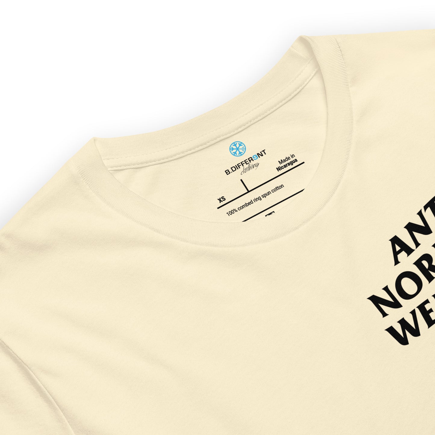 Beige-Anti Normies Weirdos Club Tee from B.Different Clothing, collar, graffiti-inspired streetwear t-shirt