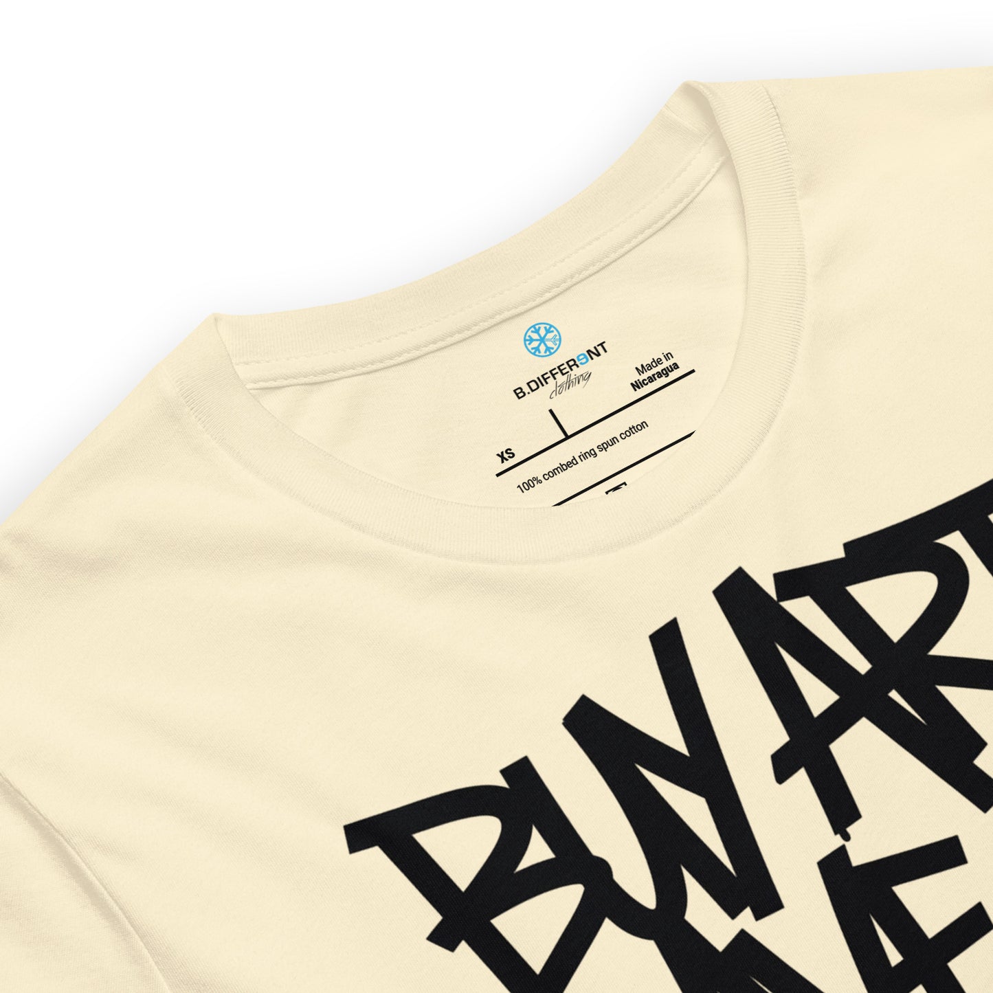 Beige-Buy Art Save a Weird Person Graffiti Tee from B.Different Clothing, collar, graffiti-inspired streetwear t-shirt