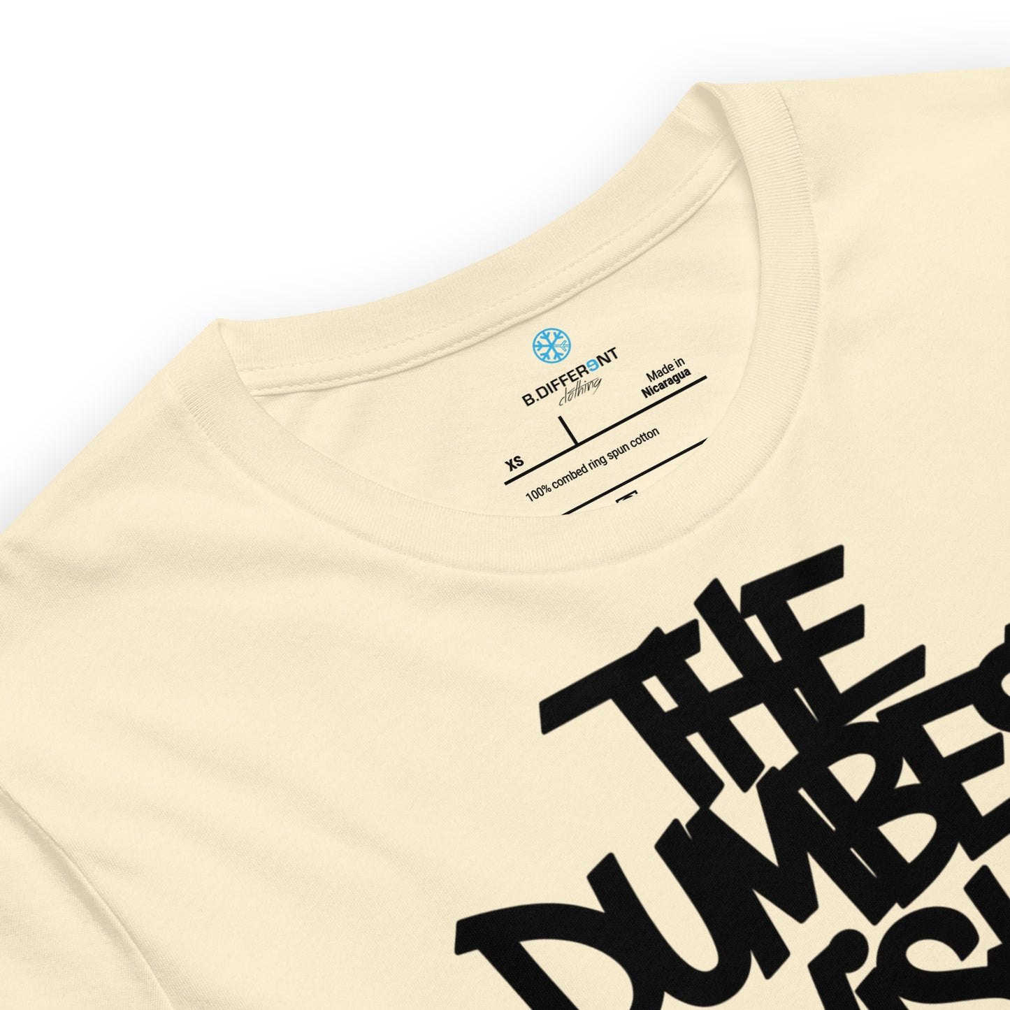 Beige-The Dumbest Wish Graffiti Tag Tee from B.Different Clothing, collar, graffiti-inspired streetwear t-shirt