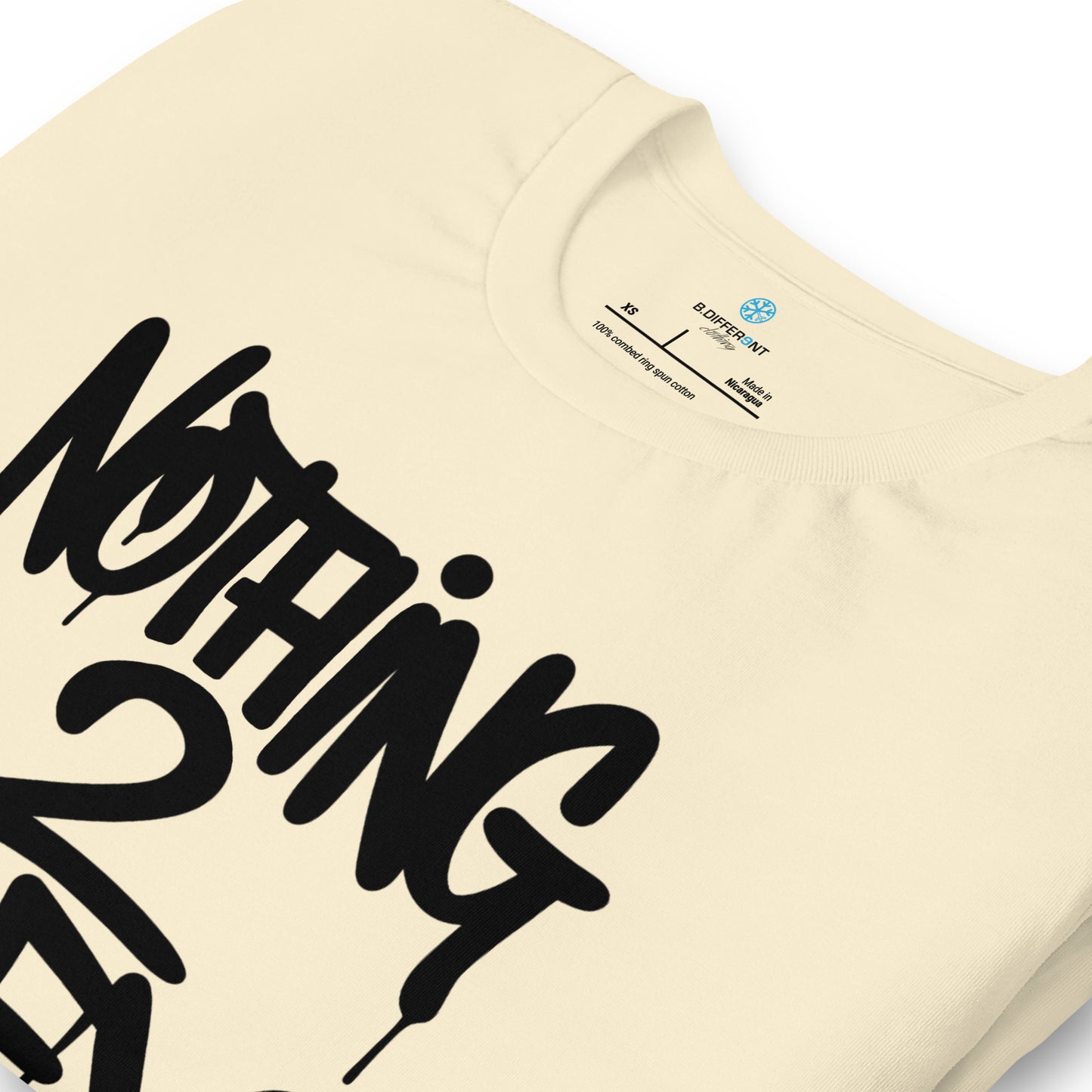 Beige-Nothing 2 Obey Graffiti Tee from B.Different Clothing, detail, graffiti-inspired streetwear t-shirt