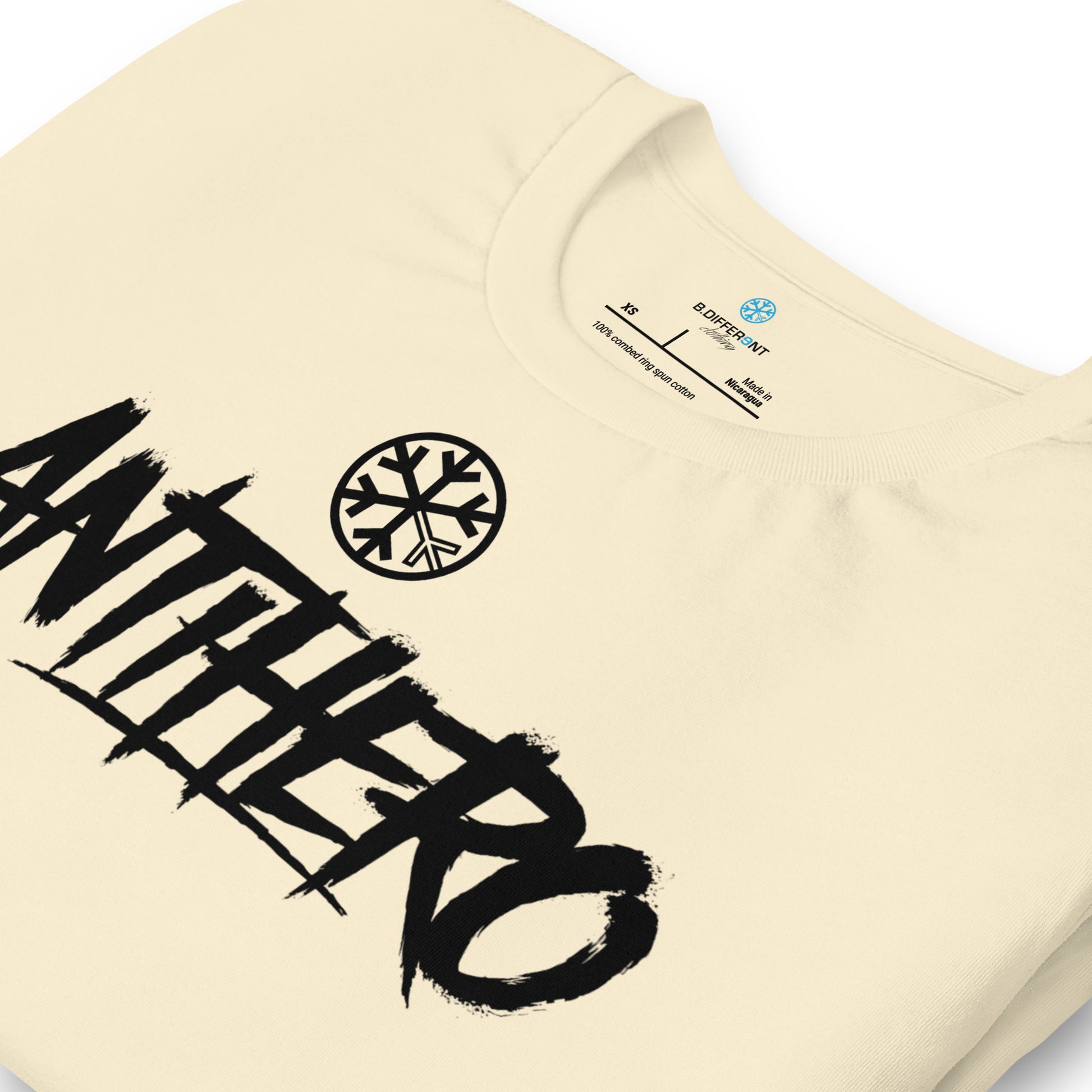 Beige-Antihero Graffiti Tag Tee from B.Different Clothing, detail, graffiti-inspired streetwear t-shirt
